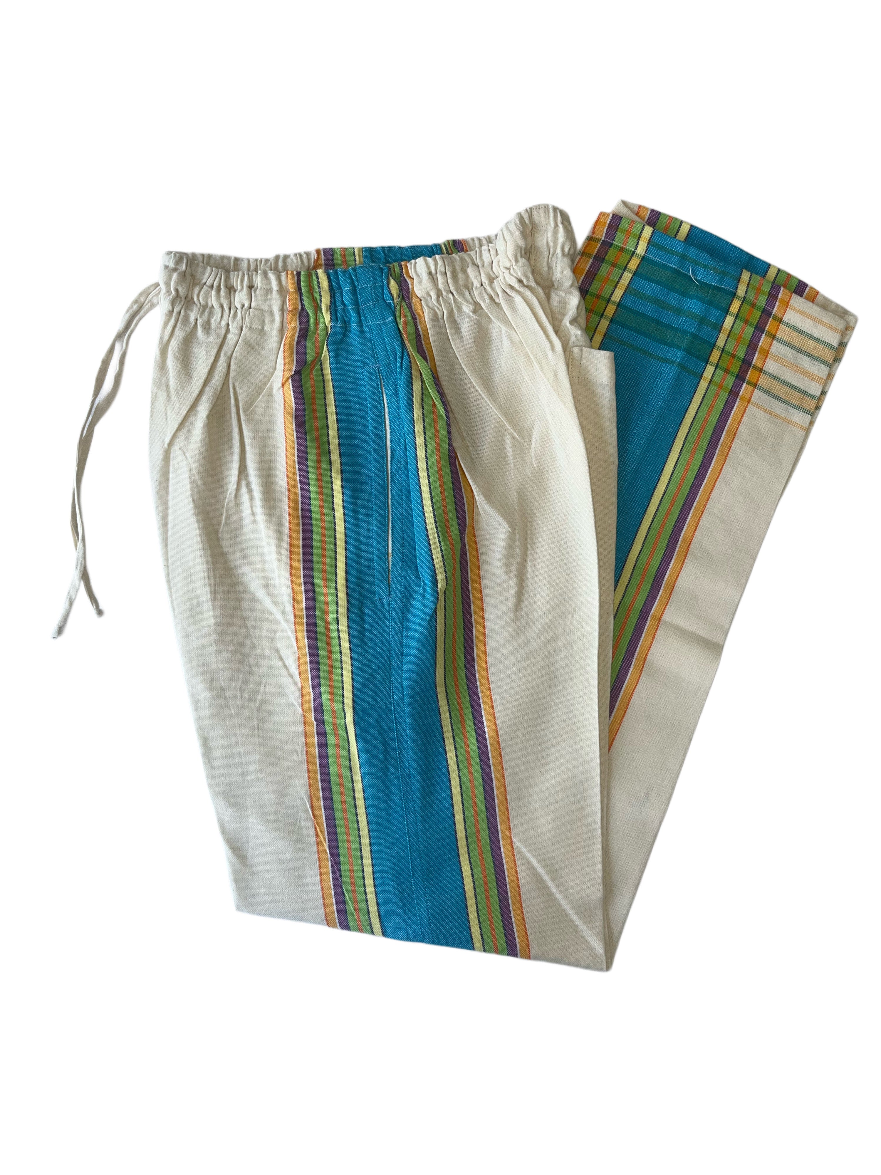 Kikoy Unisex Pants | Cream with Blue