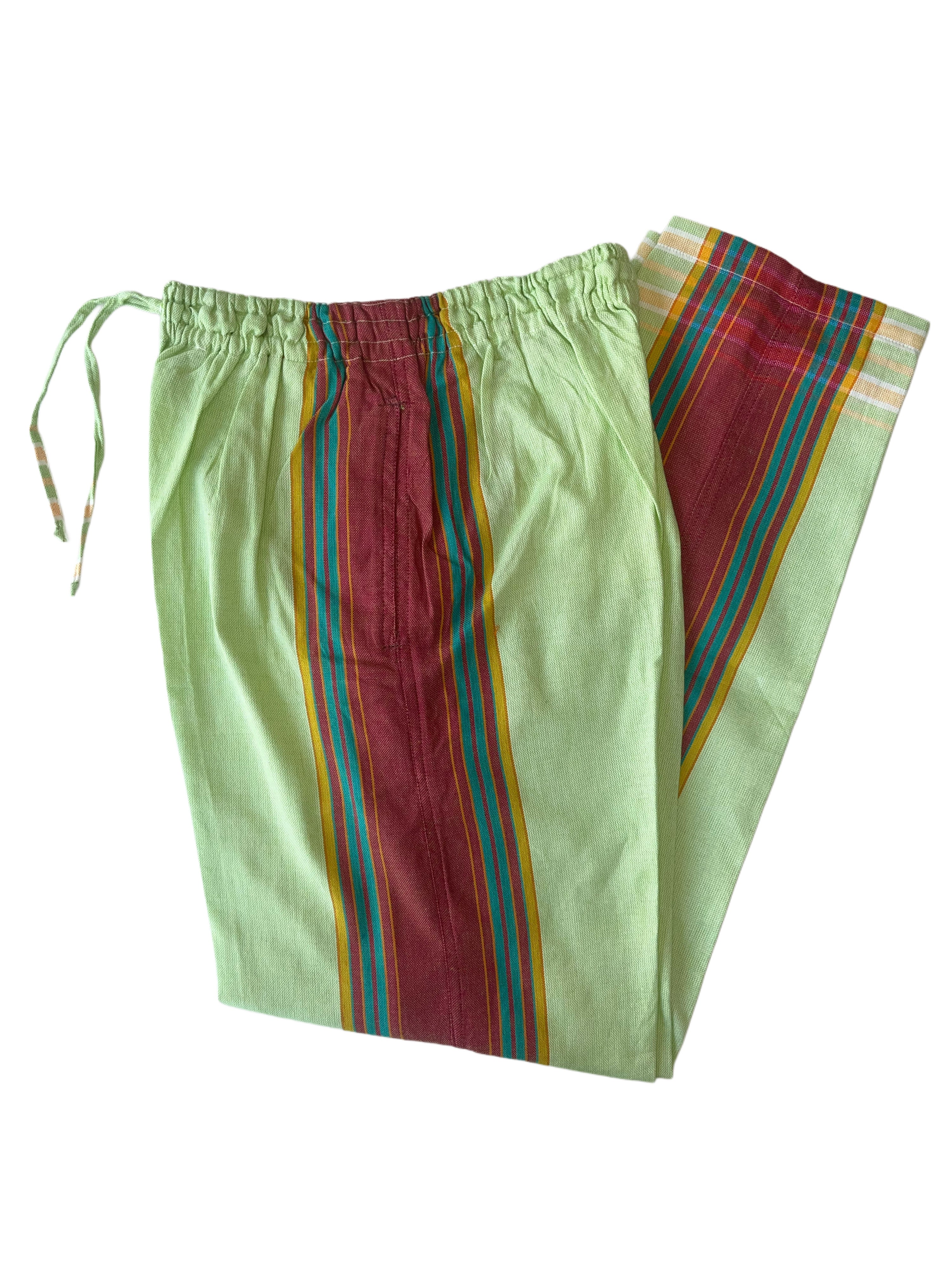 Kikoy Unisex Pants | Lime Green with Red