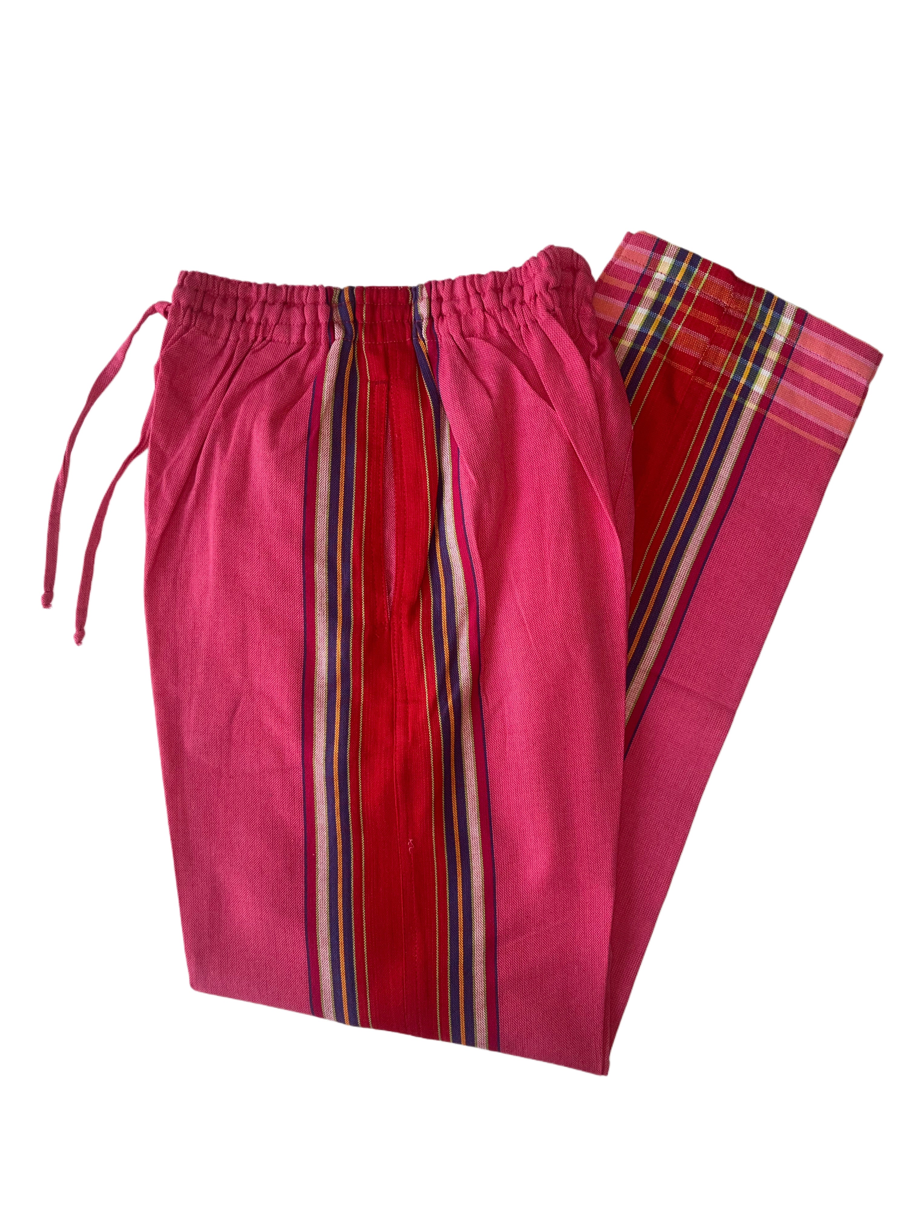 Kikoy Unisex Pants | Dark Pink with Red