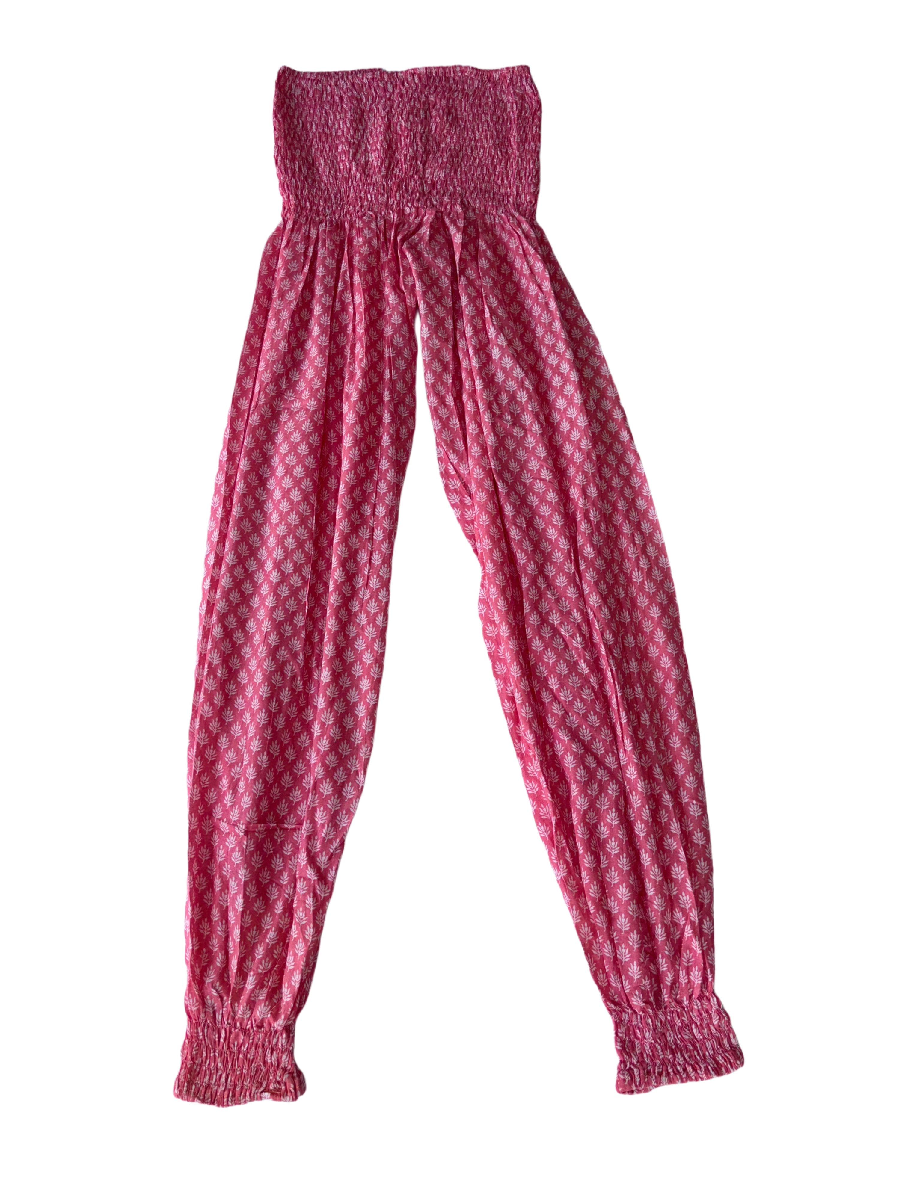 Ladies Cotton Balloon Pants | Pink White