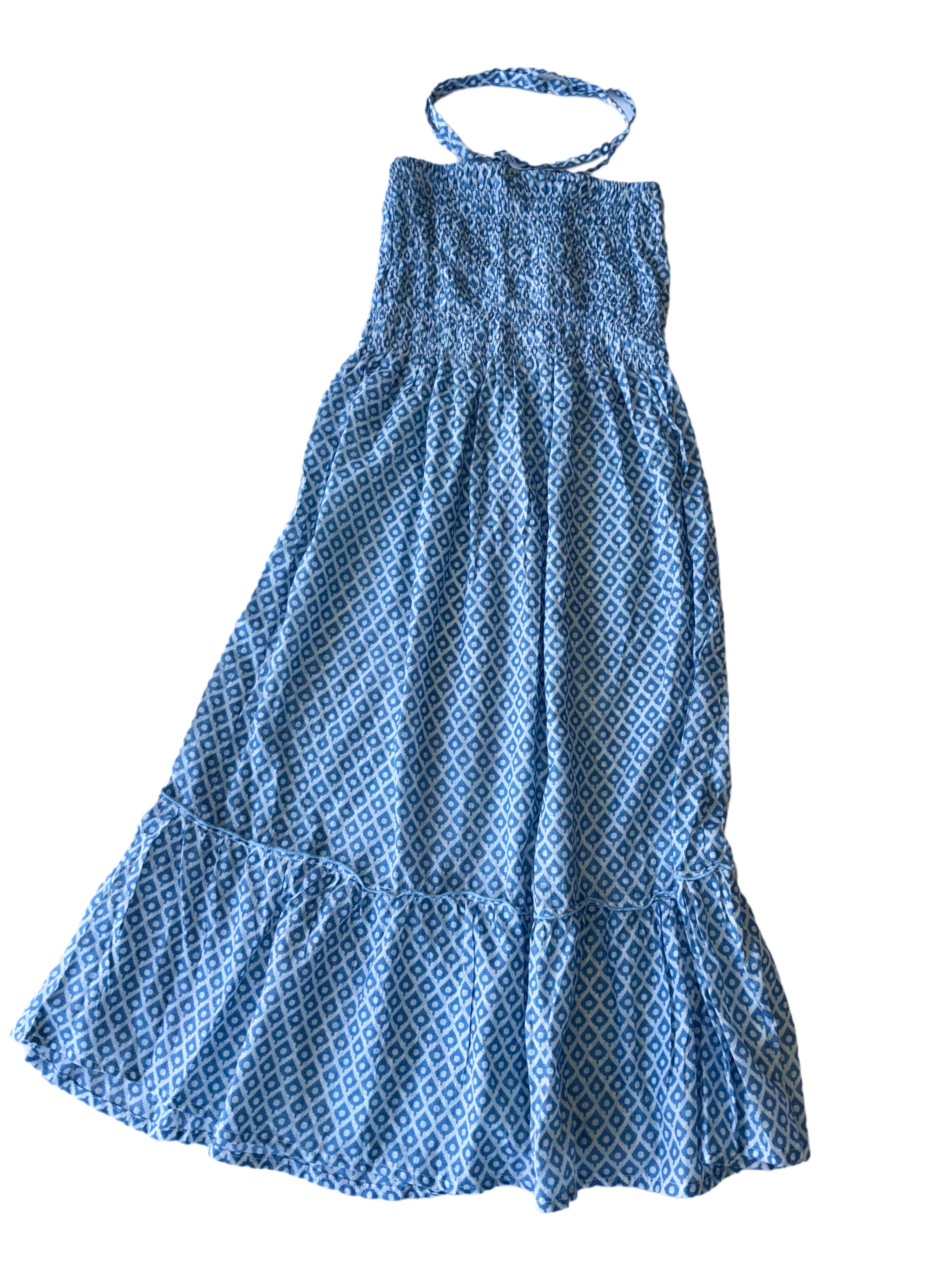 Boob Tube Sun Dress | Blue White