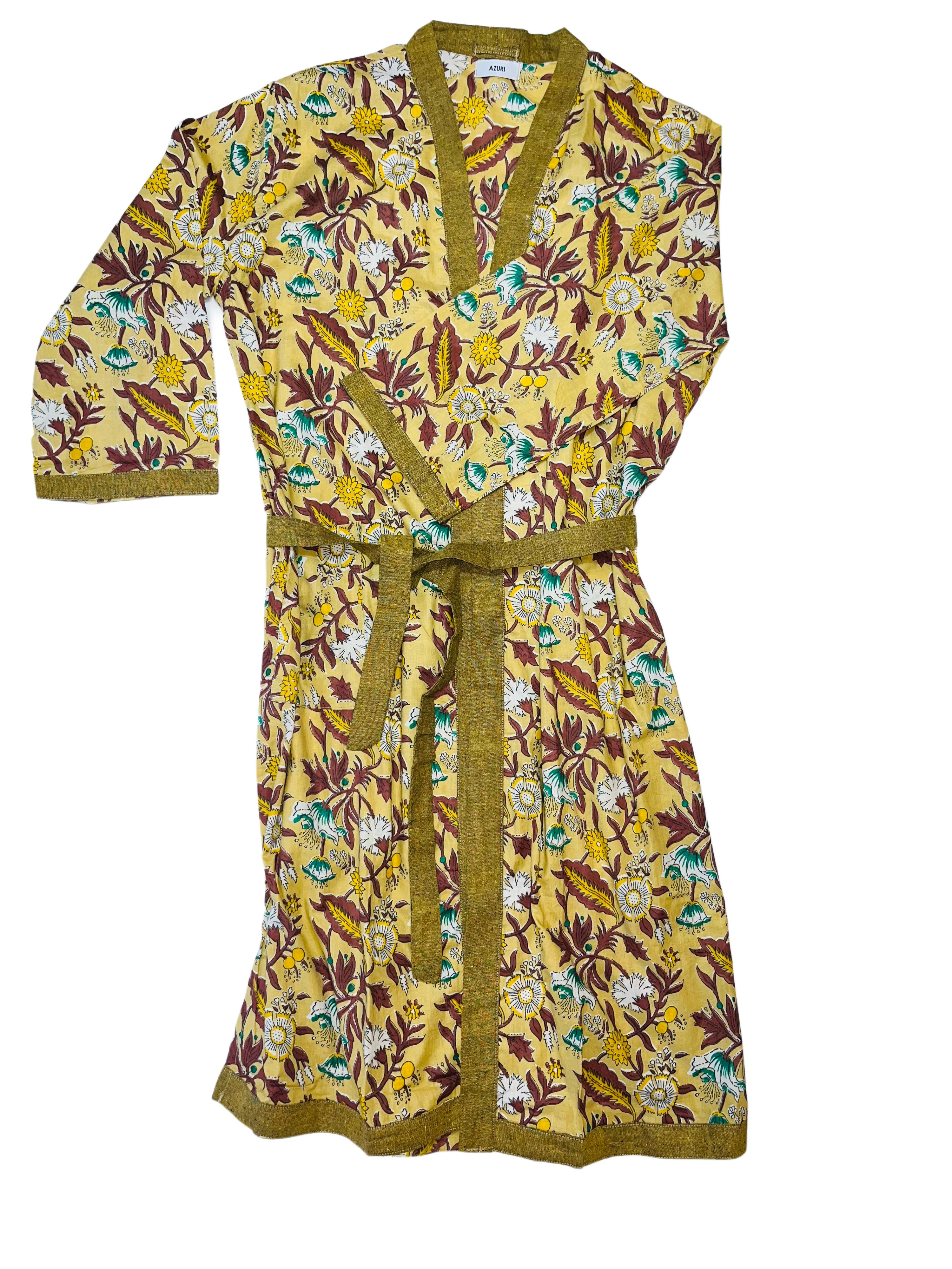 Cotton Kimono | Yellow Brown