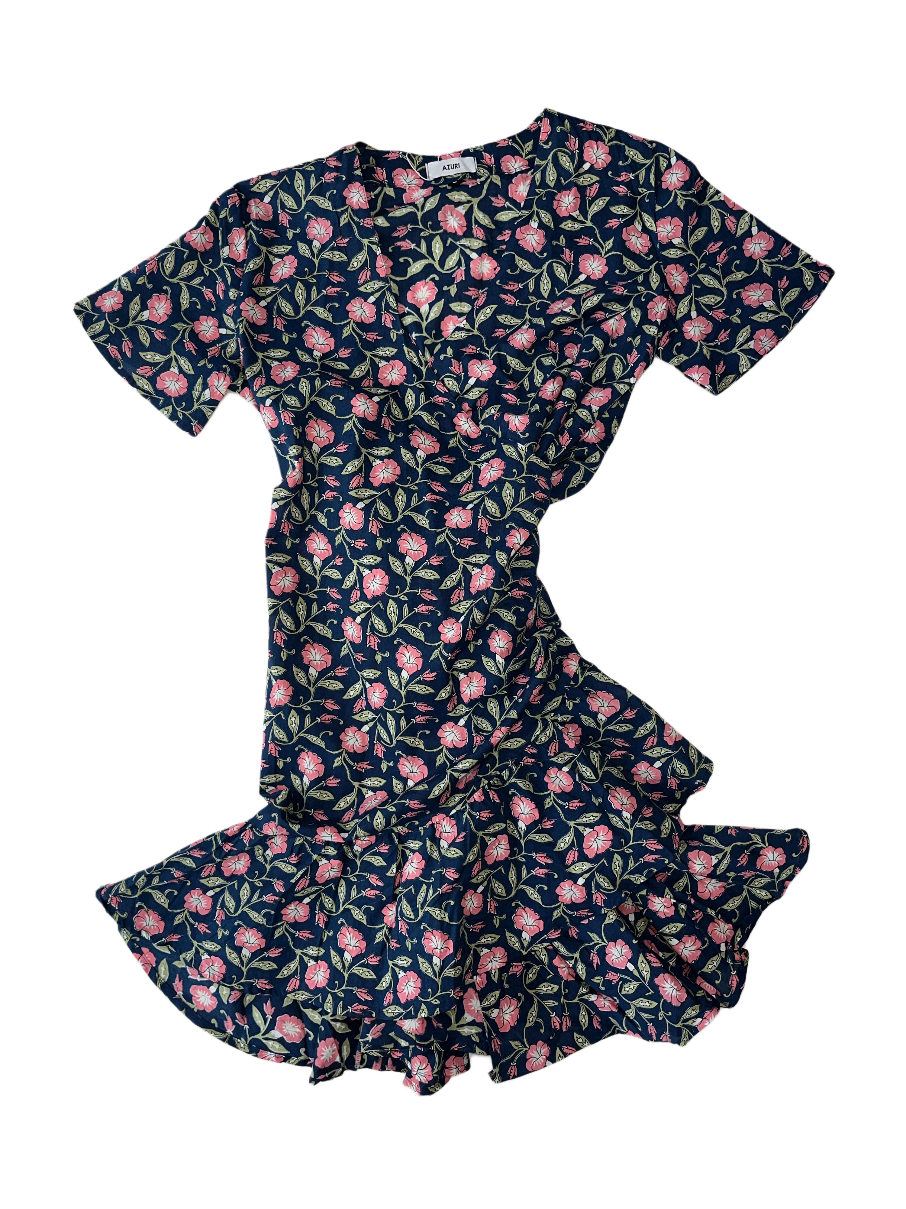 Sardenia Wrap Dress | Navey Pink Green