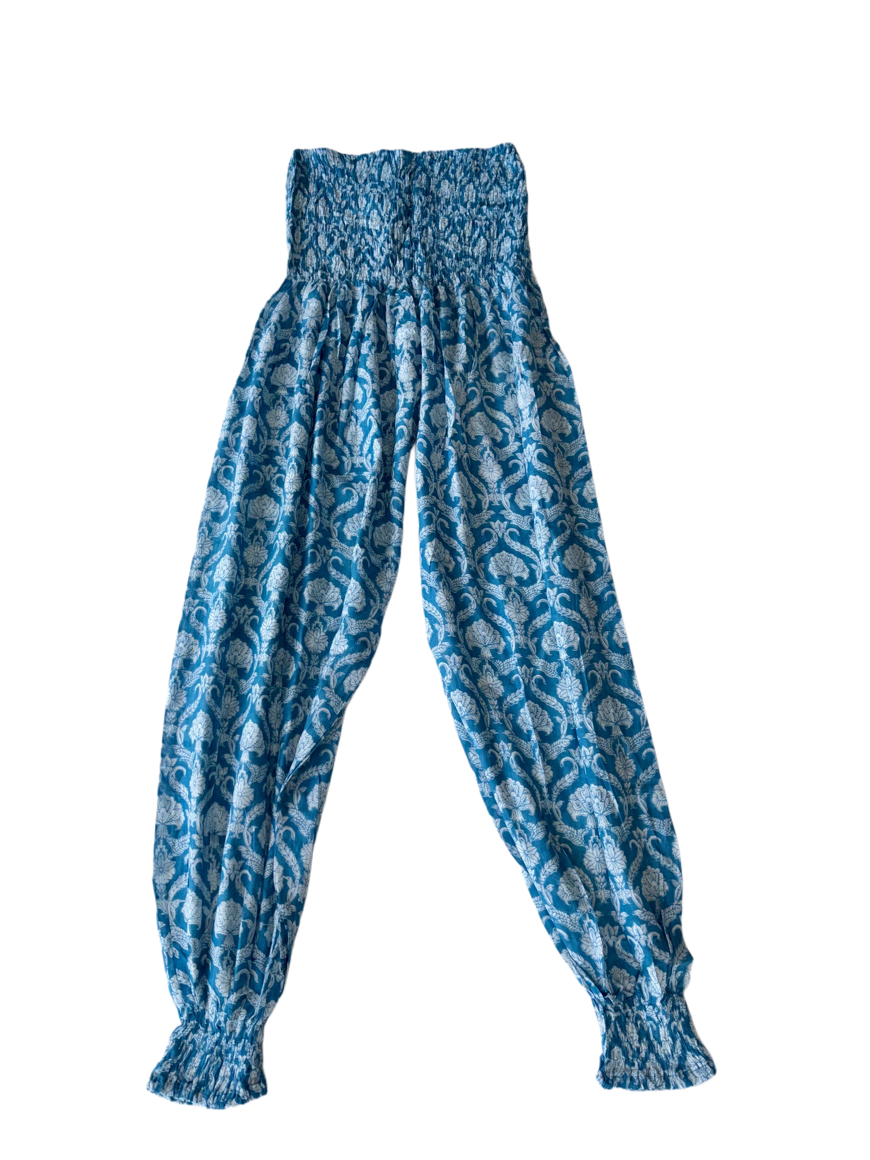 Ladies Cotton Balloon Pants | Blue White