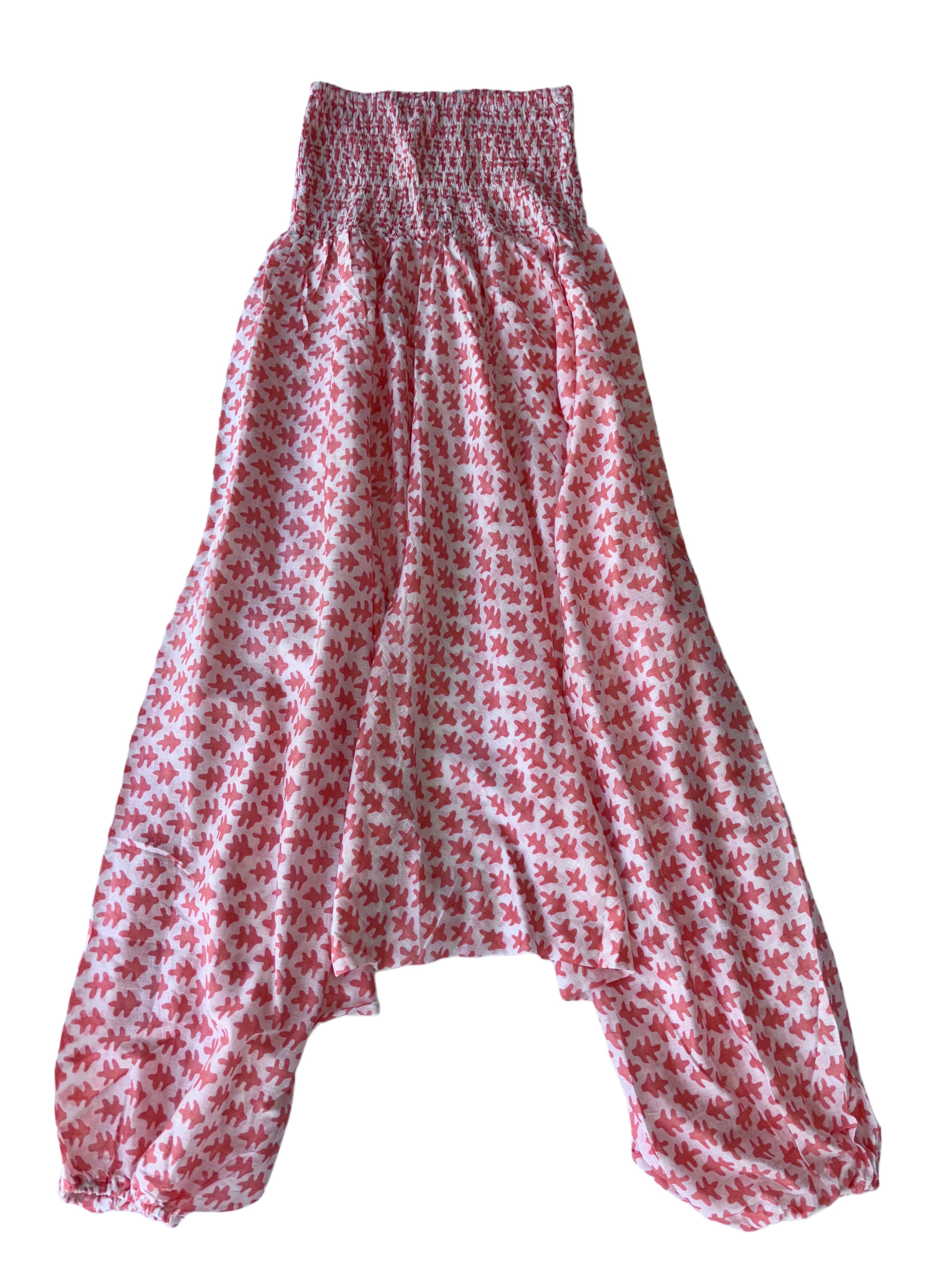 Ladies Cotton Elephant Pants | White Red