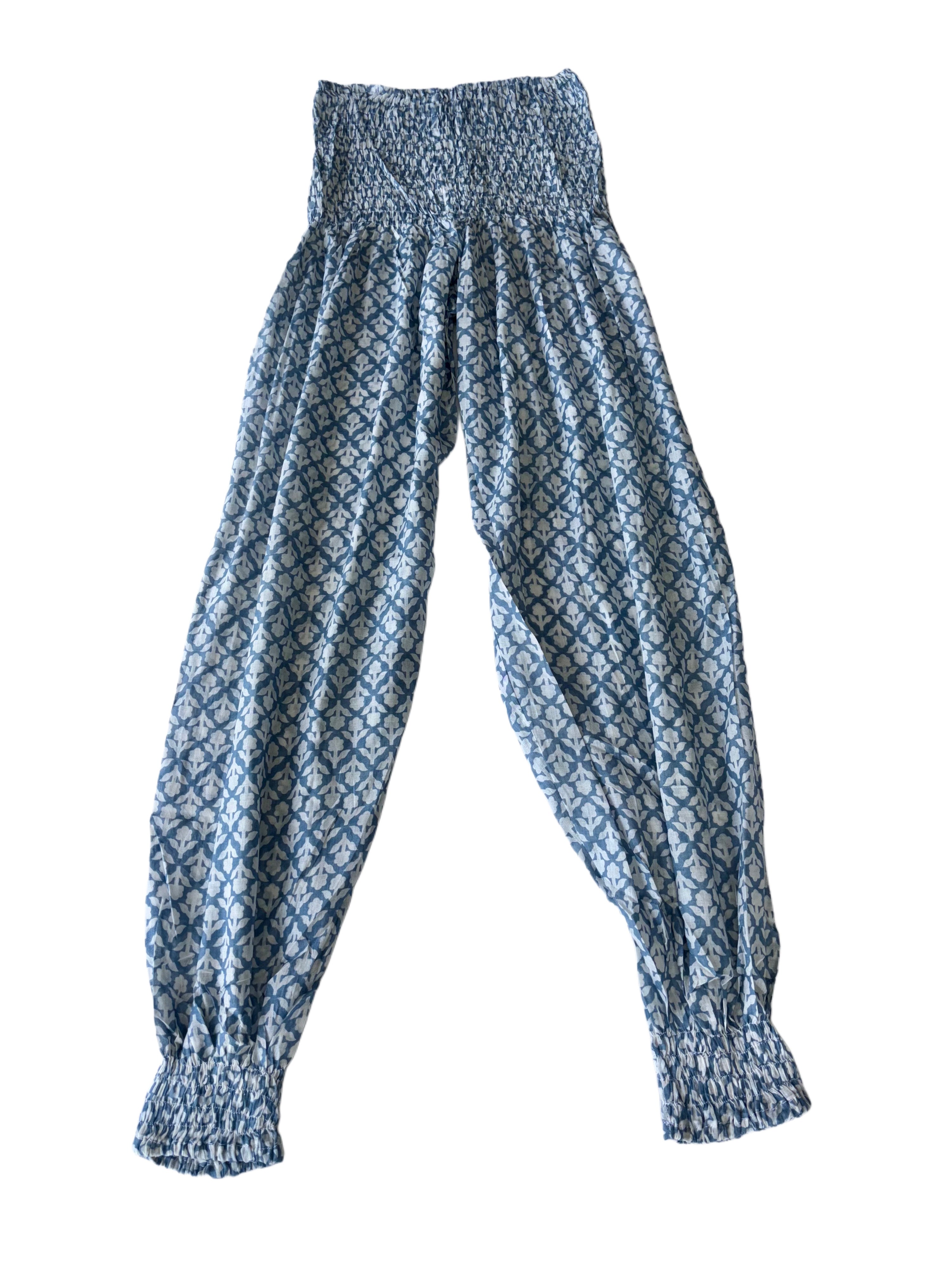 Ladies Cotton Balloon Pants | Blue White