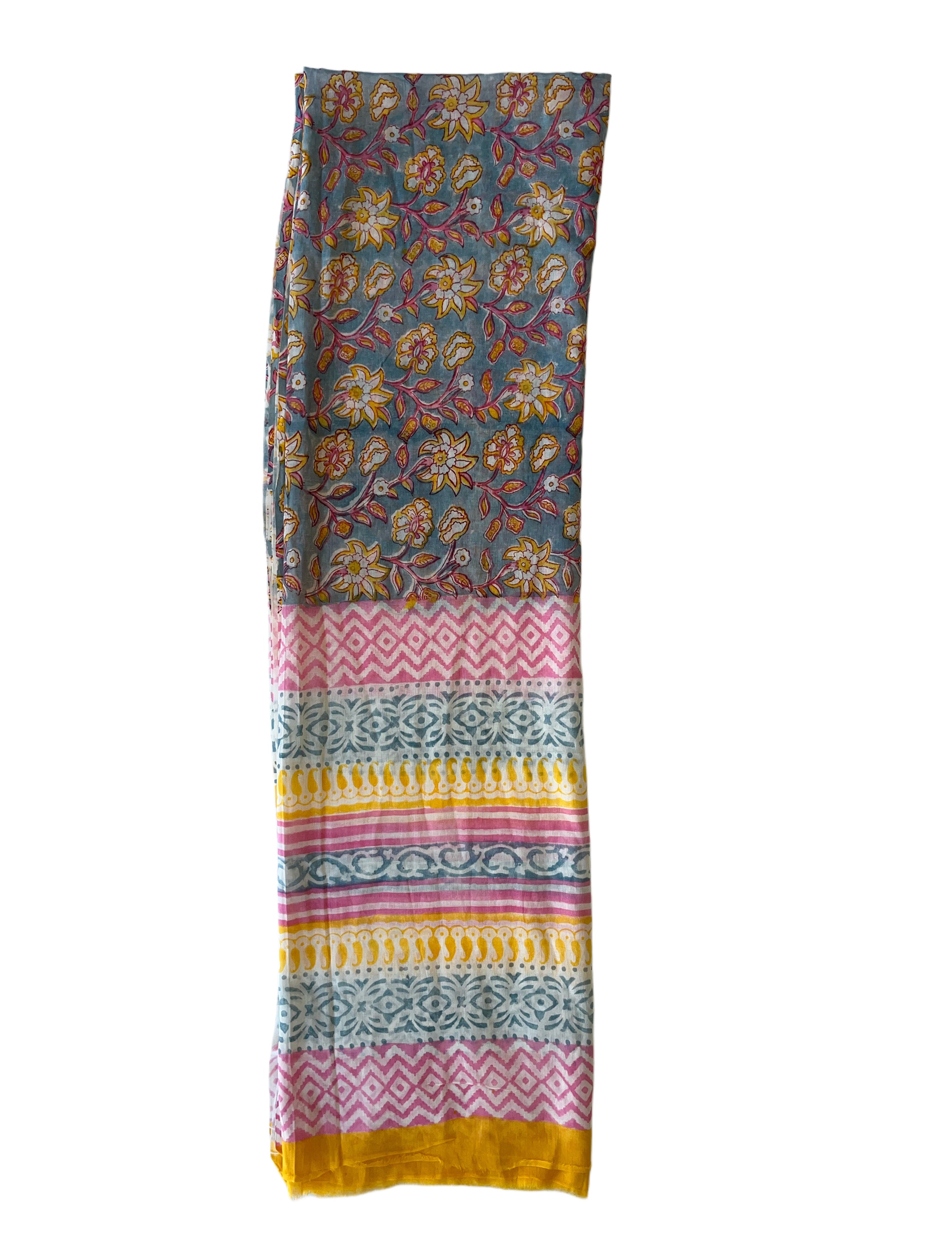 Voil Scarf | Blue Yellow Pink