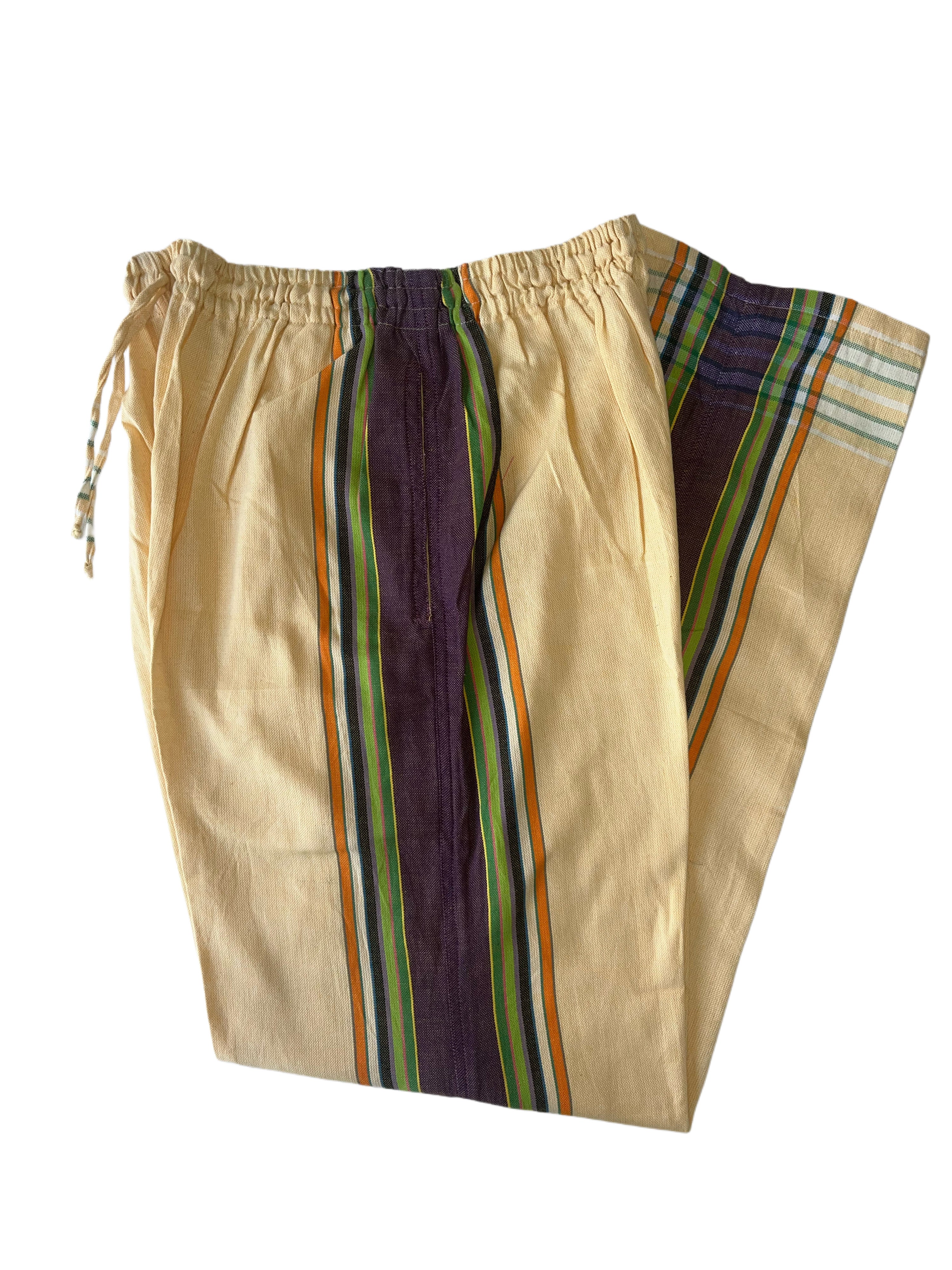 Kikoy Unisex Pants | Peach/Yellow with Purple