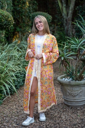 Cotton Kimono | Lilac with white