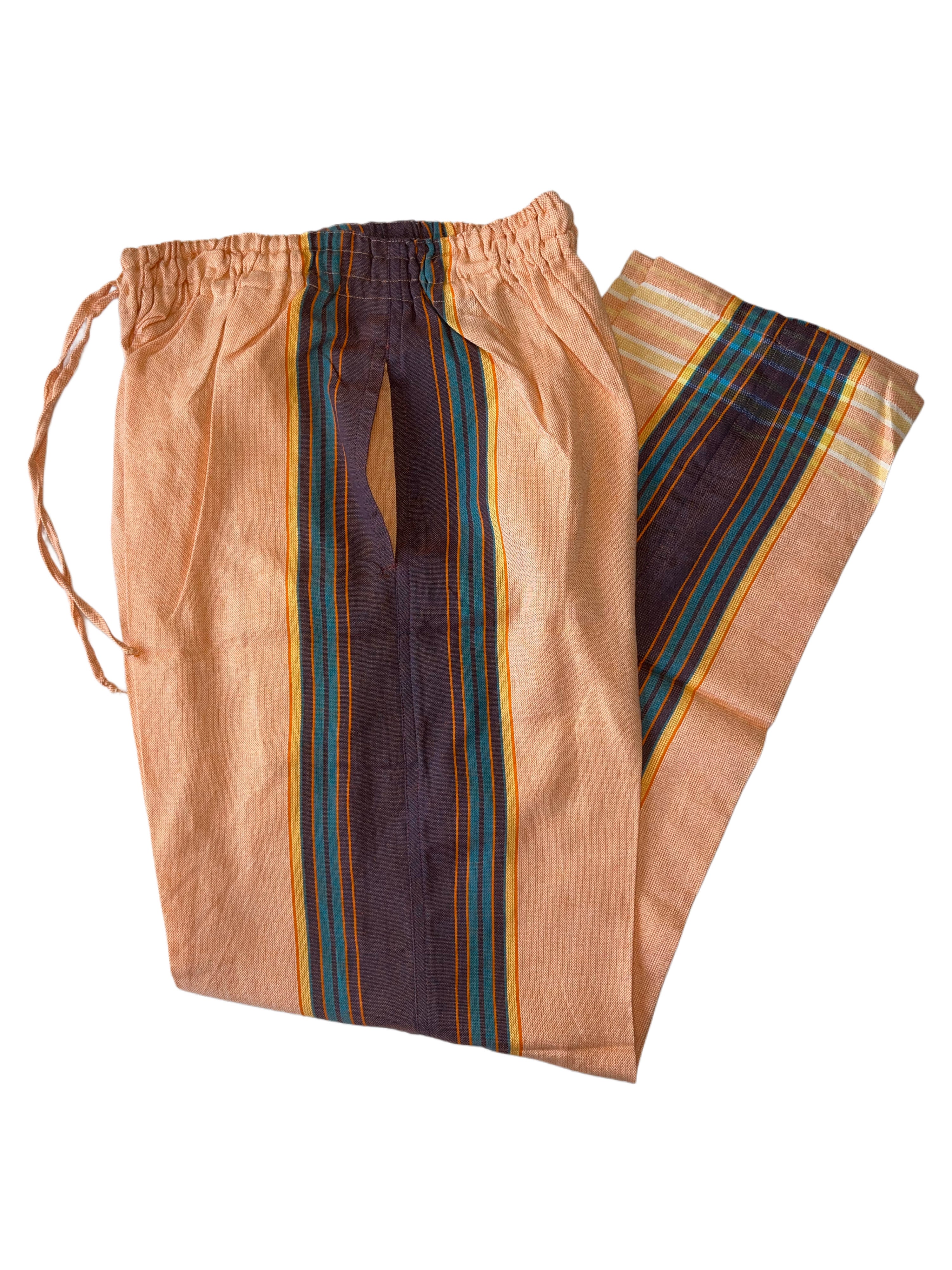 Kikoy Unisex Pants | Light Orange with Purple