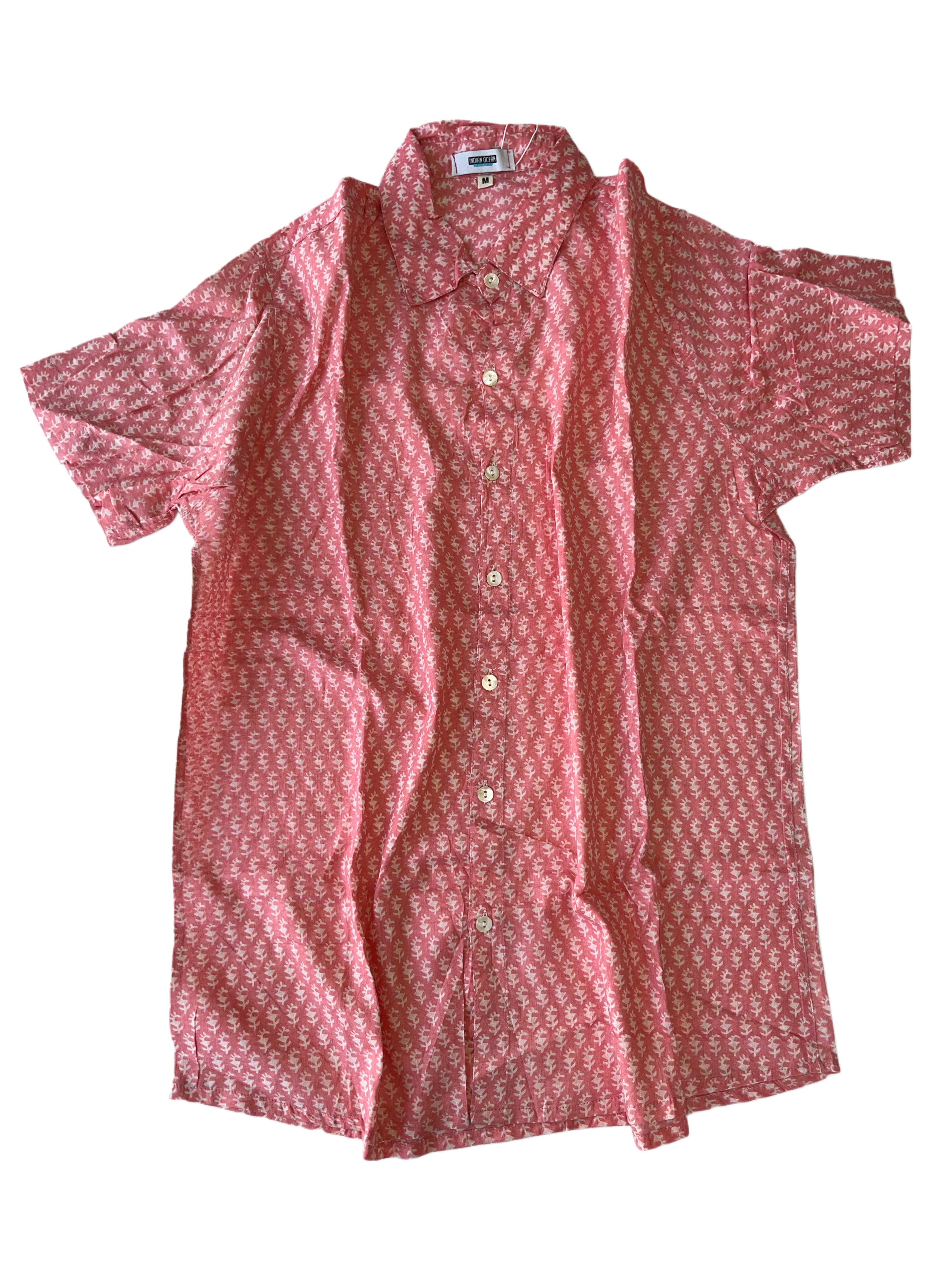 Men's Collared Short Sleeve Shirt - Light Weight Fabric | Peach White