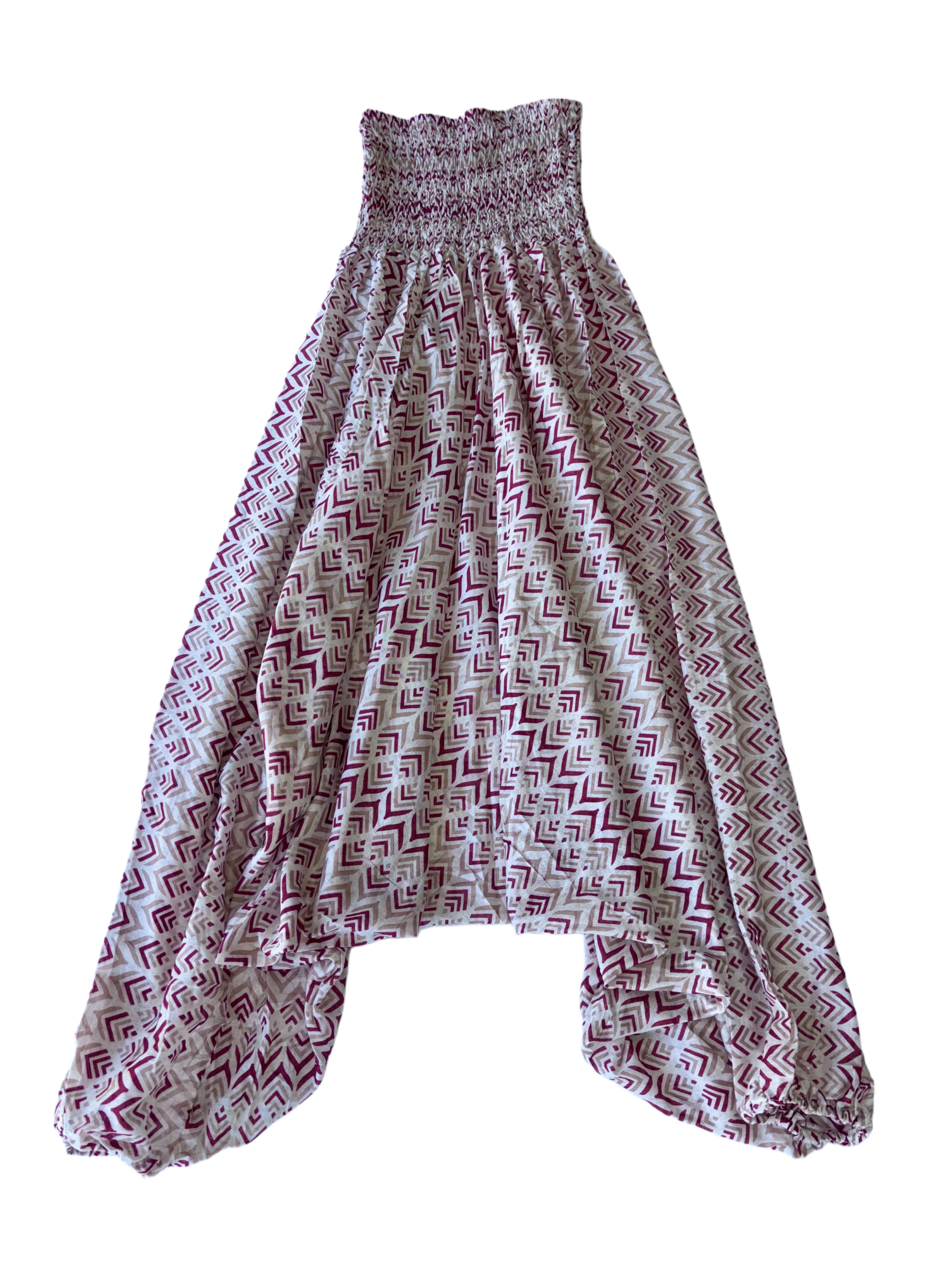 Ladies Cotton Elephant Pants | White Maroon Beige