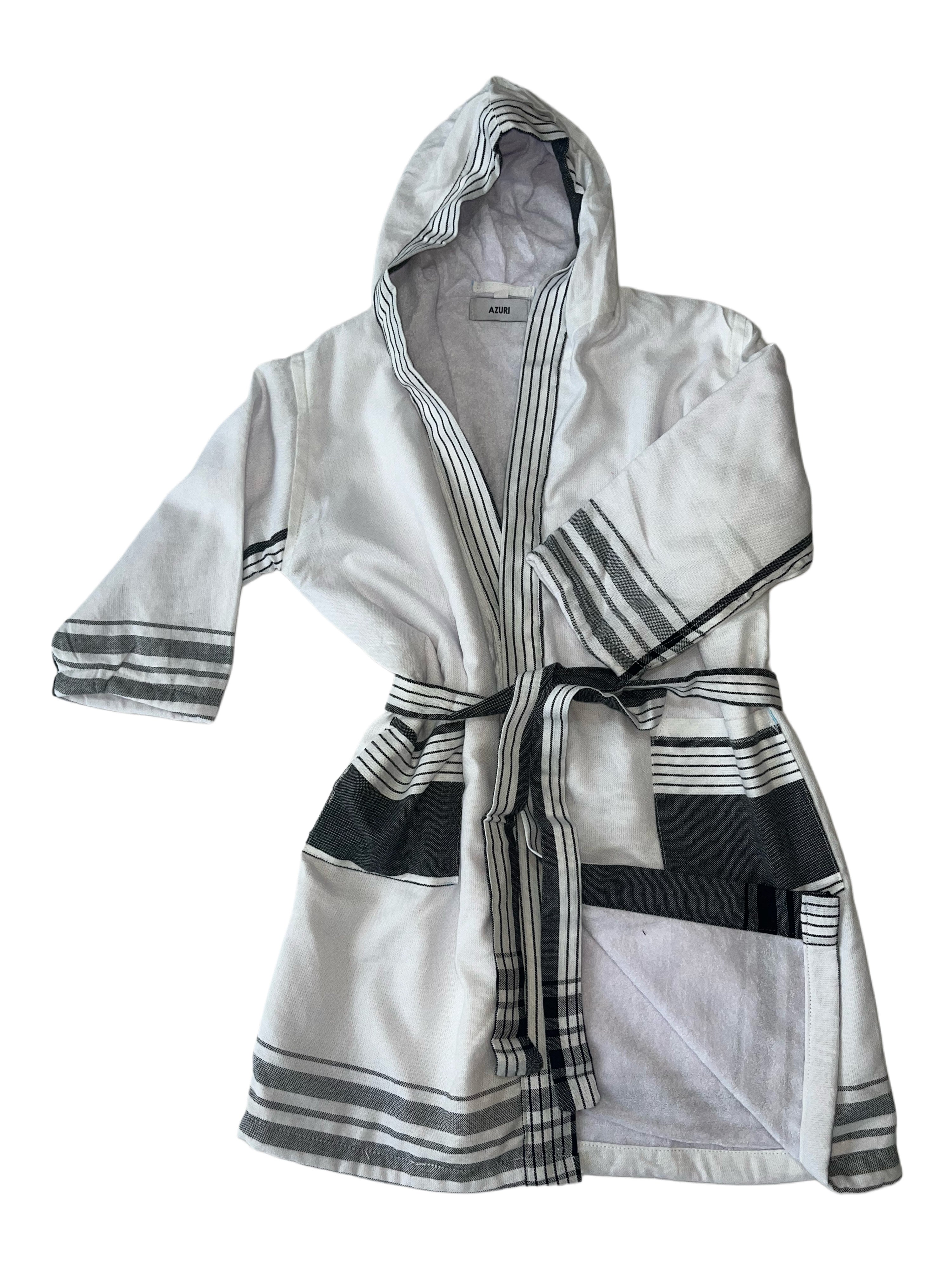 Kids Kikoy Gowns | Inner Towelling and Hoodie | White
