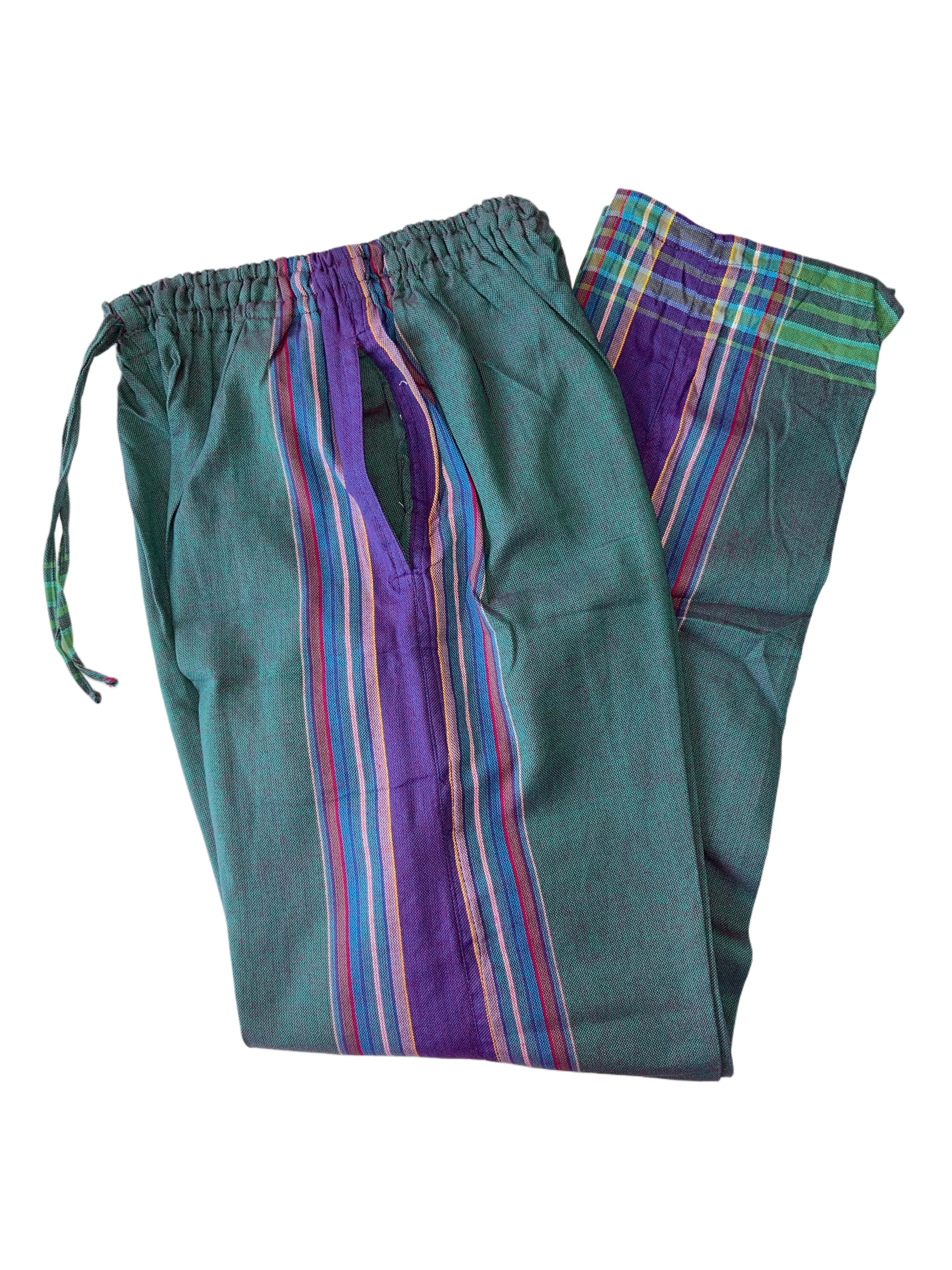 Kikoy Unisex Pants | Blue/Green with Purple