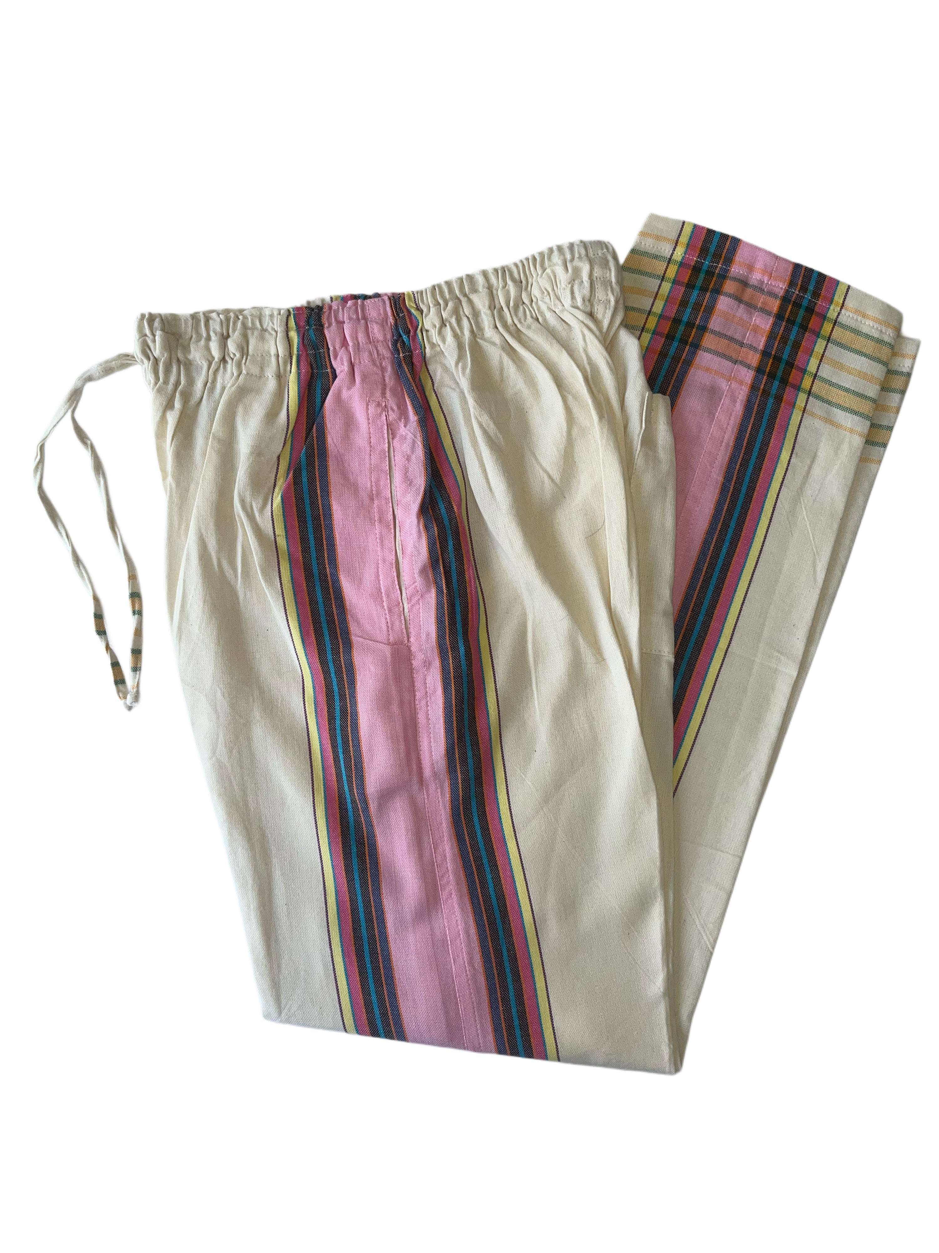 Kikoy Unisex Pants | Cream with Pink