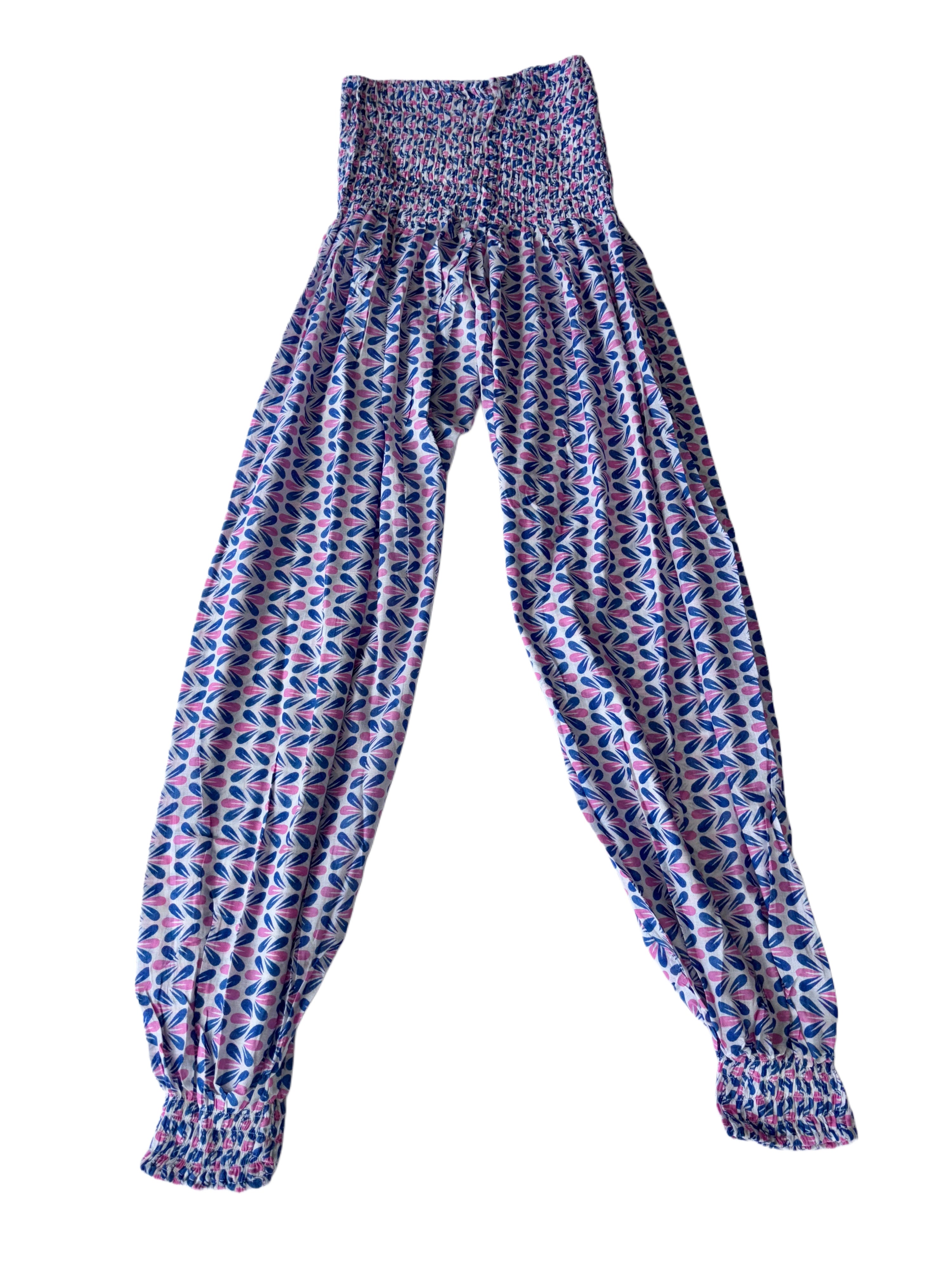 Ladies Cotton Balloon Pants | Pink Blue White