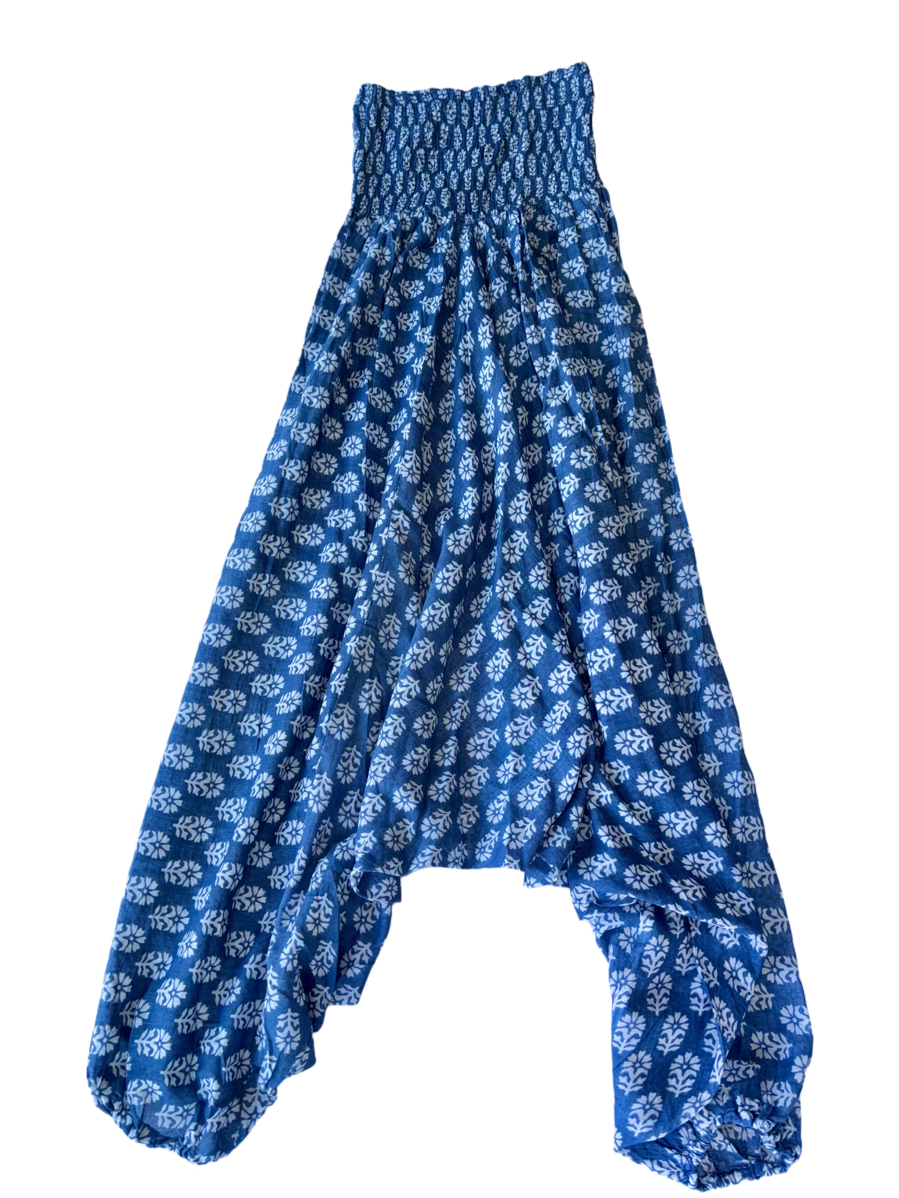 Ladies Cotton Elephant Pants | Blue White