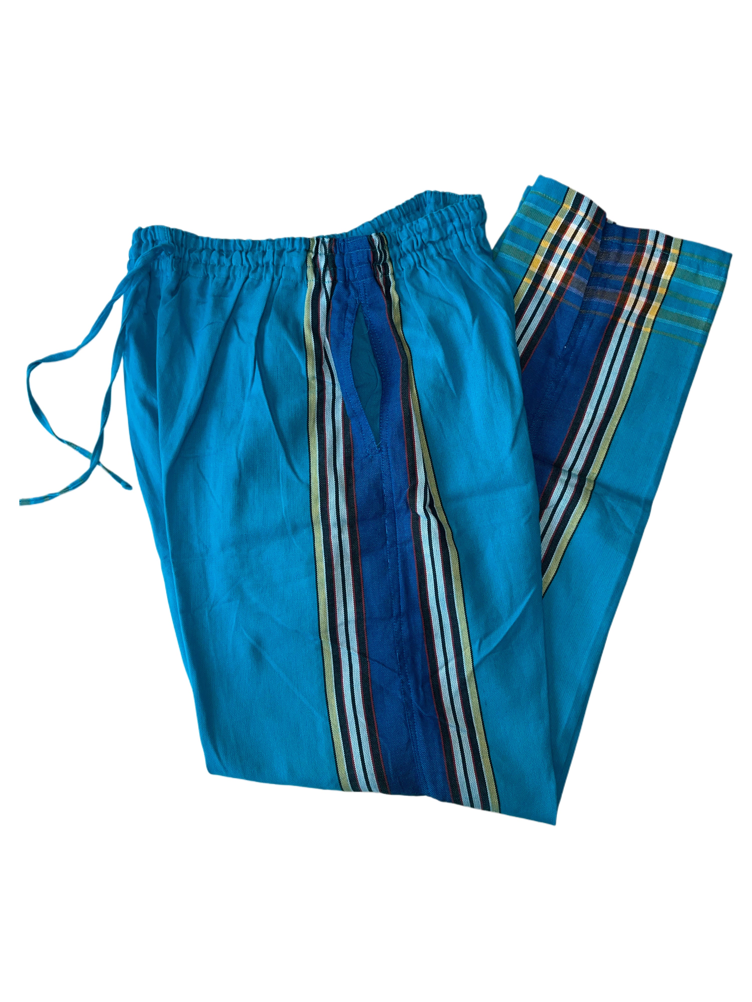 Kikoy Unisex Pants | Turquoise with Blue