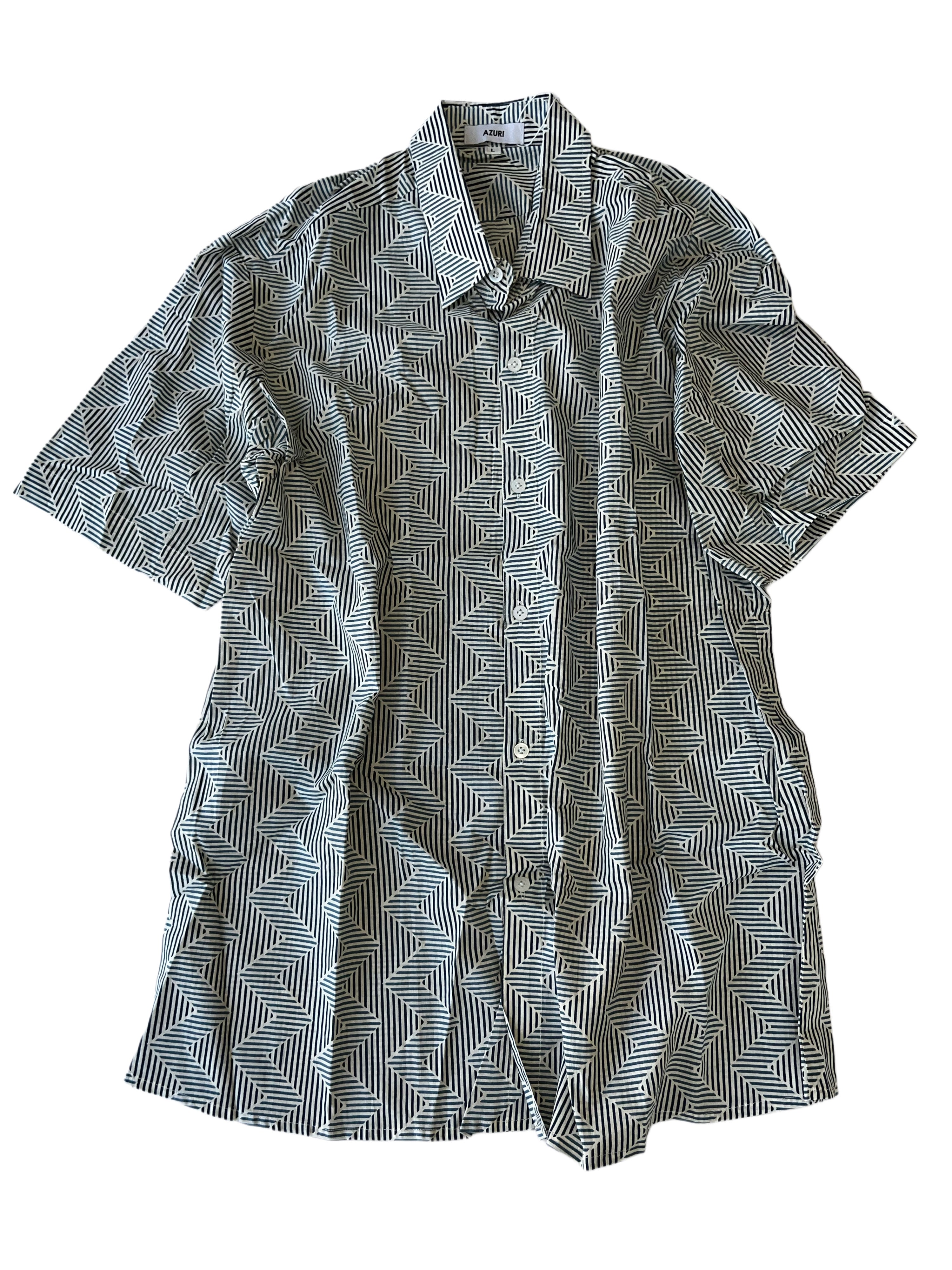 Men's Collared Short Sleeve Shirt - Light Weight Fabric | Blue Black White