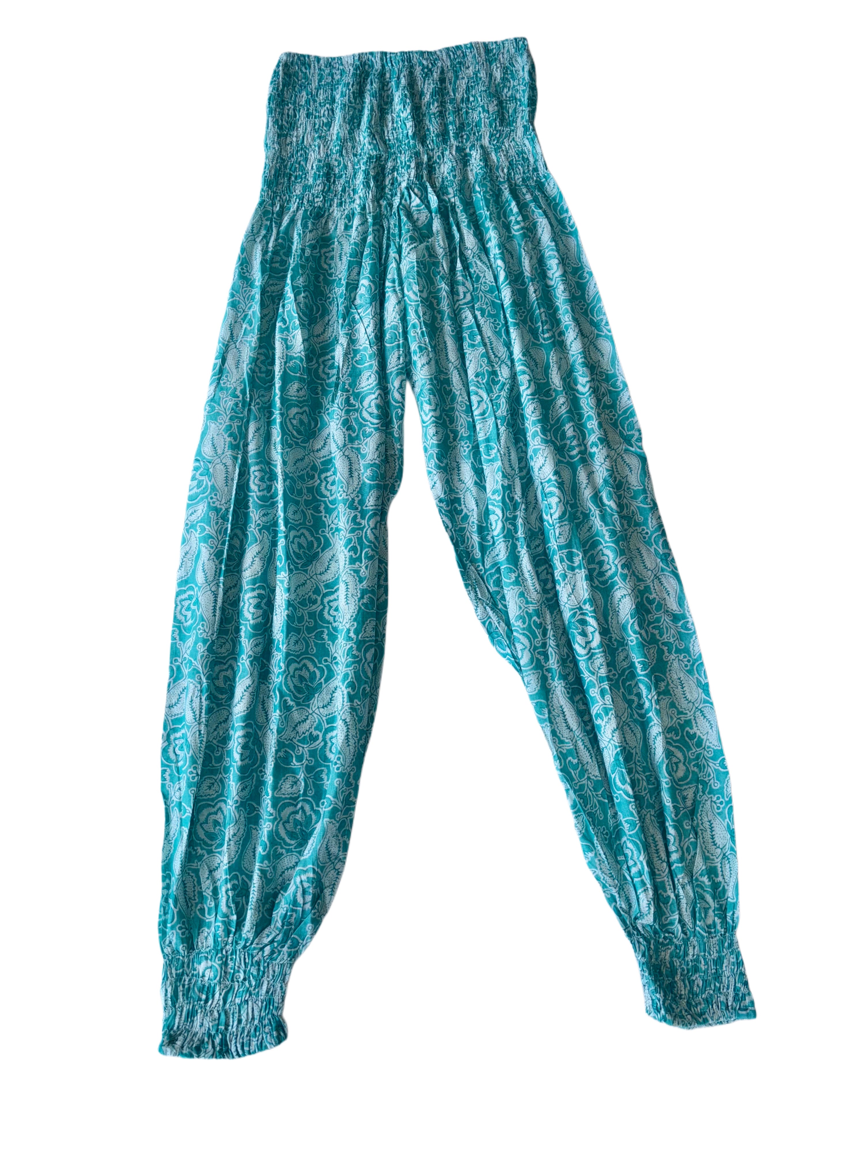 Ladies Cotton Balloon Pants | Blue White