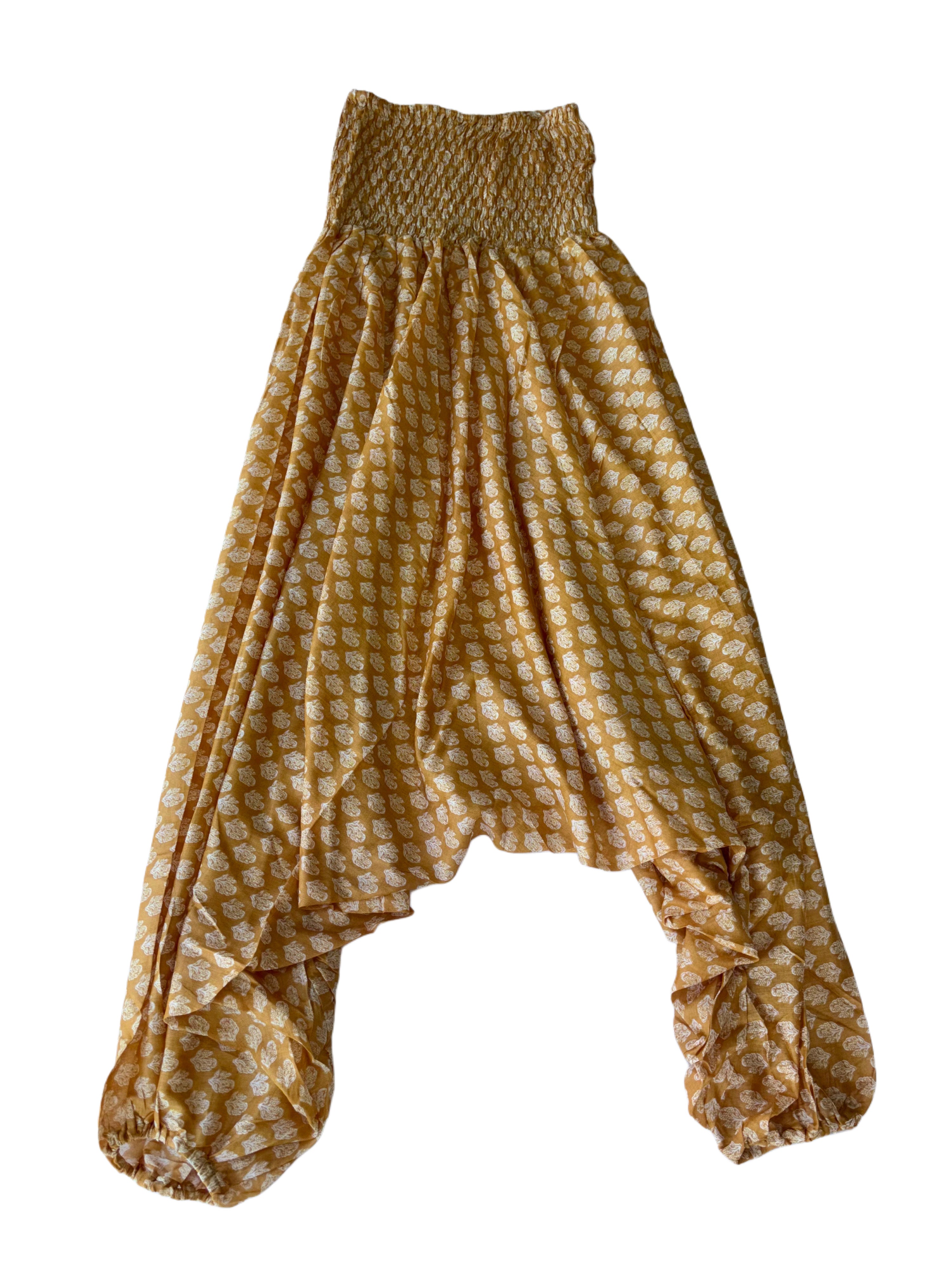Ladies Cotton Elephant Pants | Mustard White
