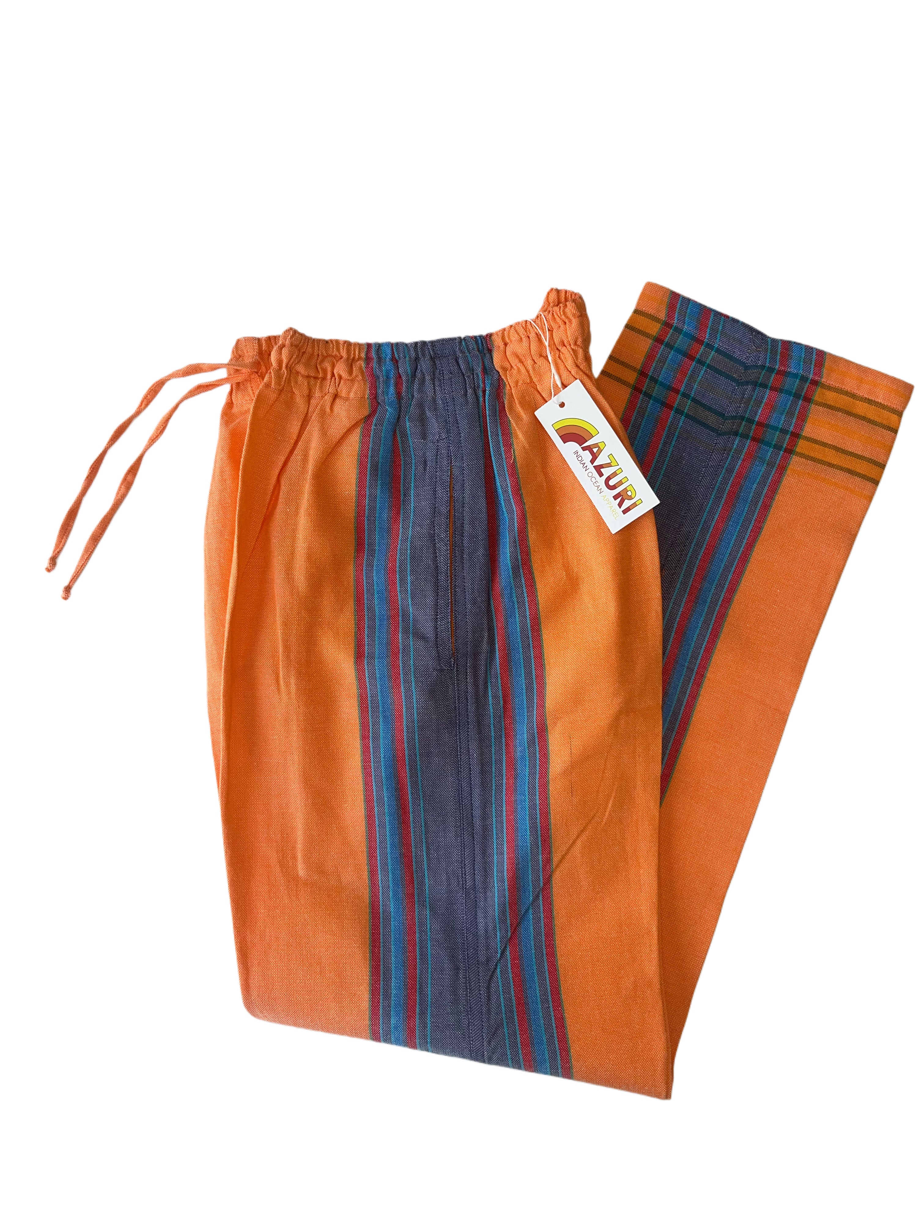 Kikoy Unisex Pants | Orange and Deep Blue