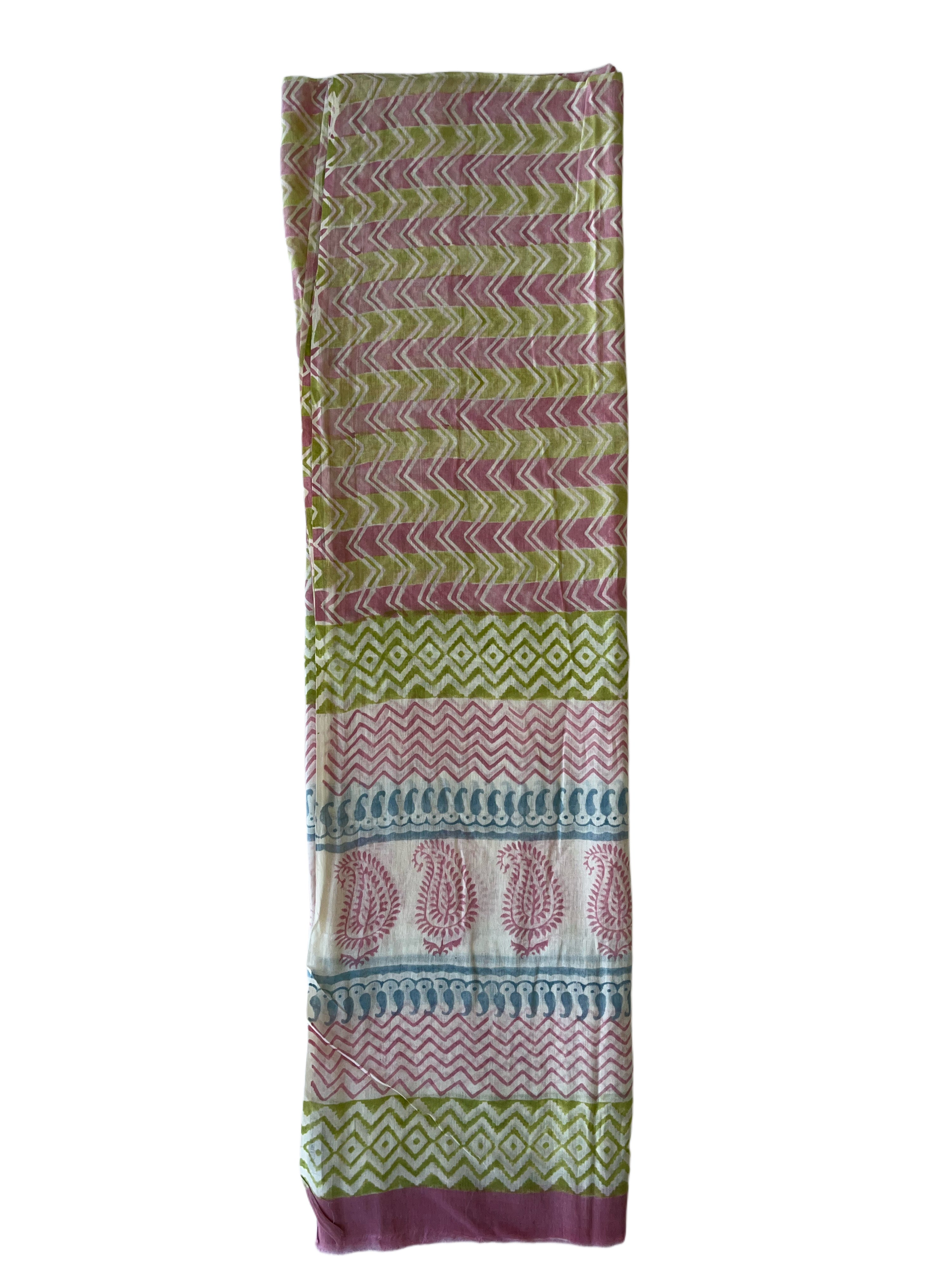 Voil Scarf | Pink Olive Blue White