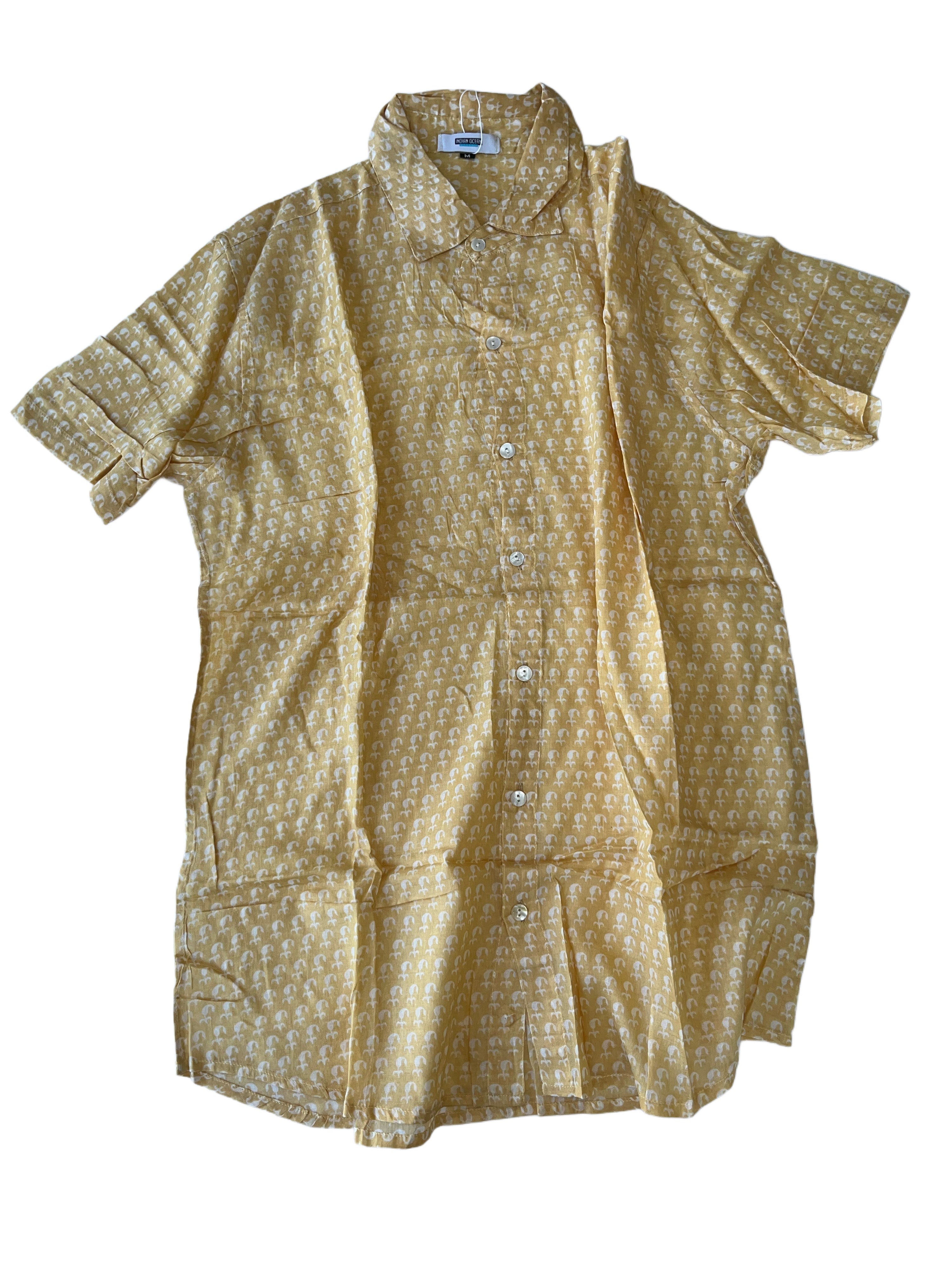 Men's Collared Short Sleeve Shirt - Light Weight Fabric | Cream White