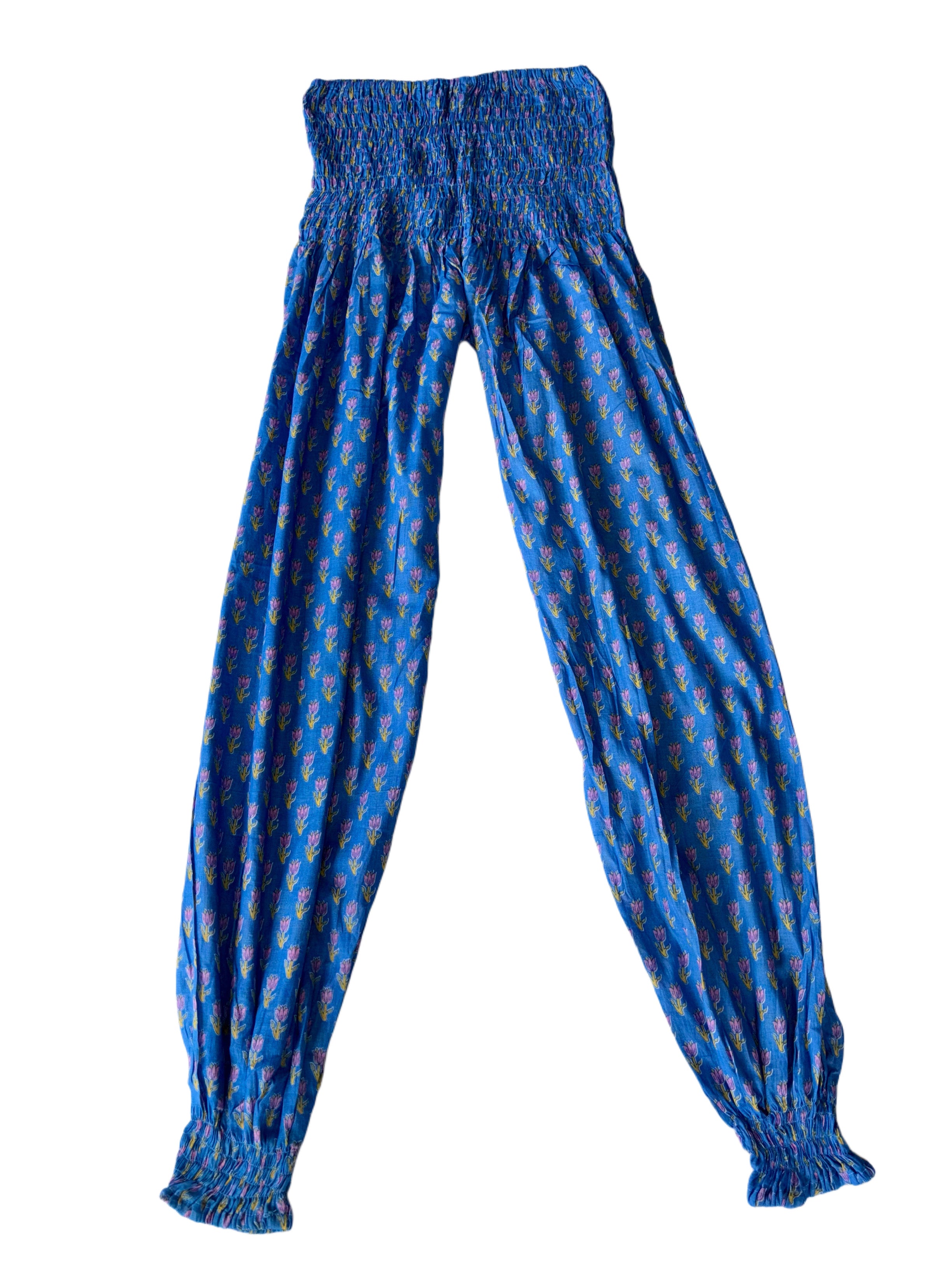 Ladies Cotton Balloon Pants | Blue Peach