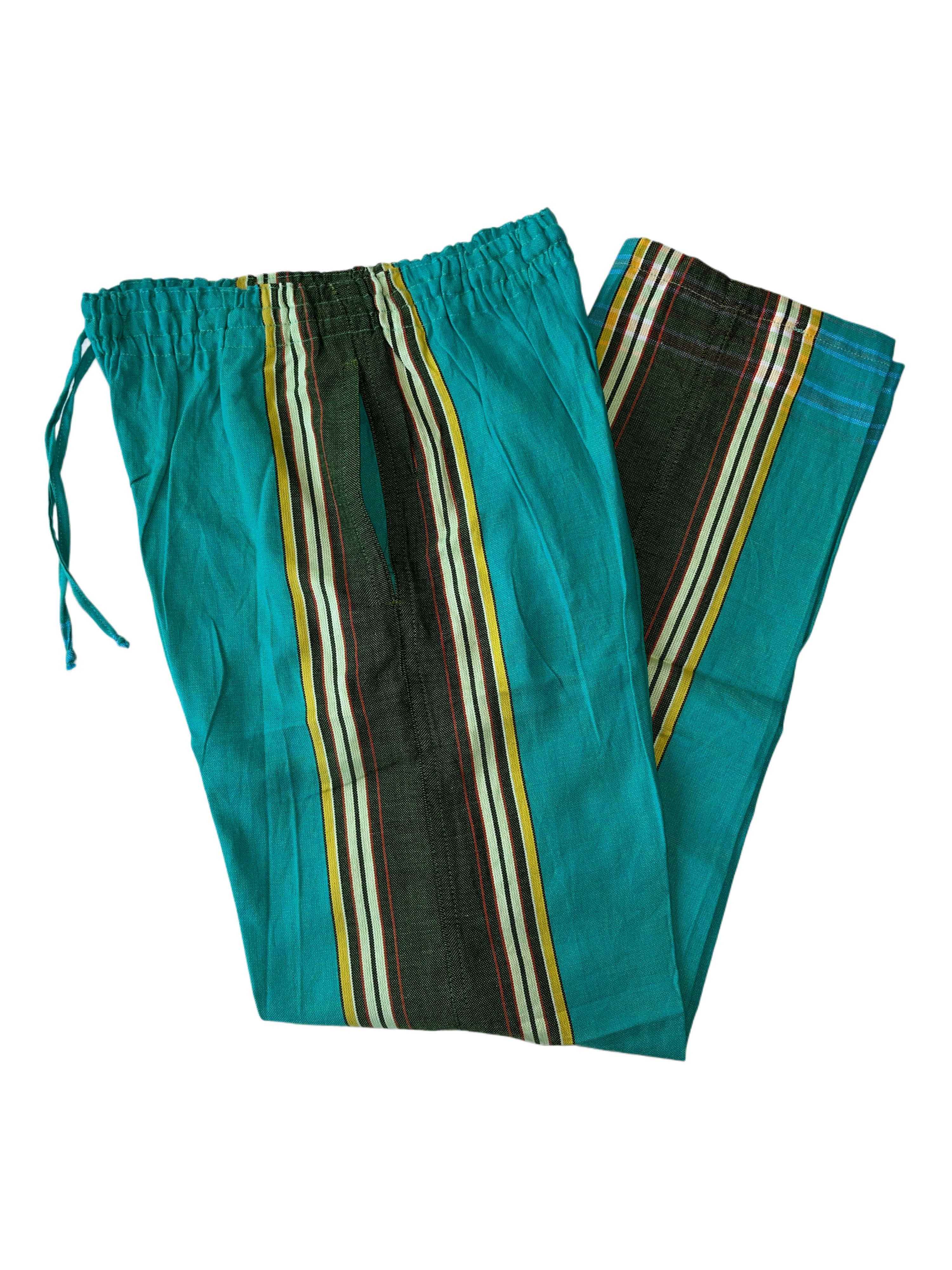 Kikoy Unisex Pants | Turquoise Blue with Black