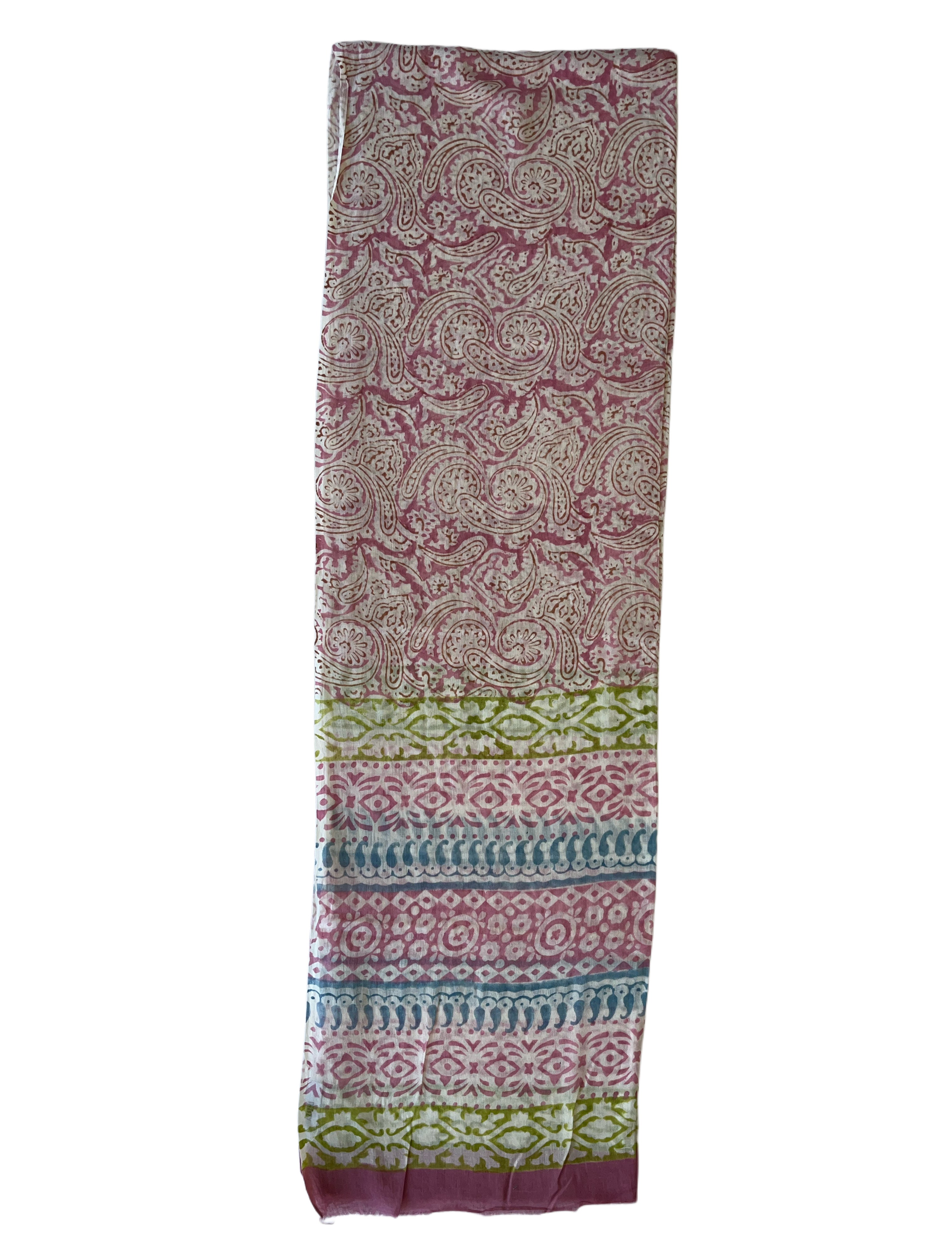 Voil Scarf | Pink Olive Blue White