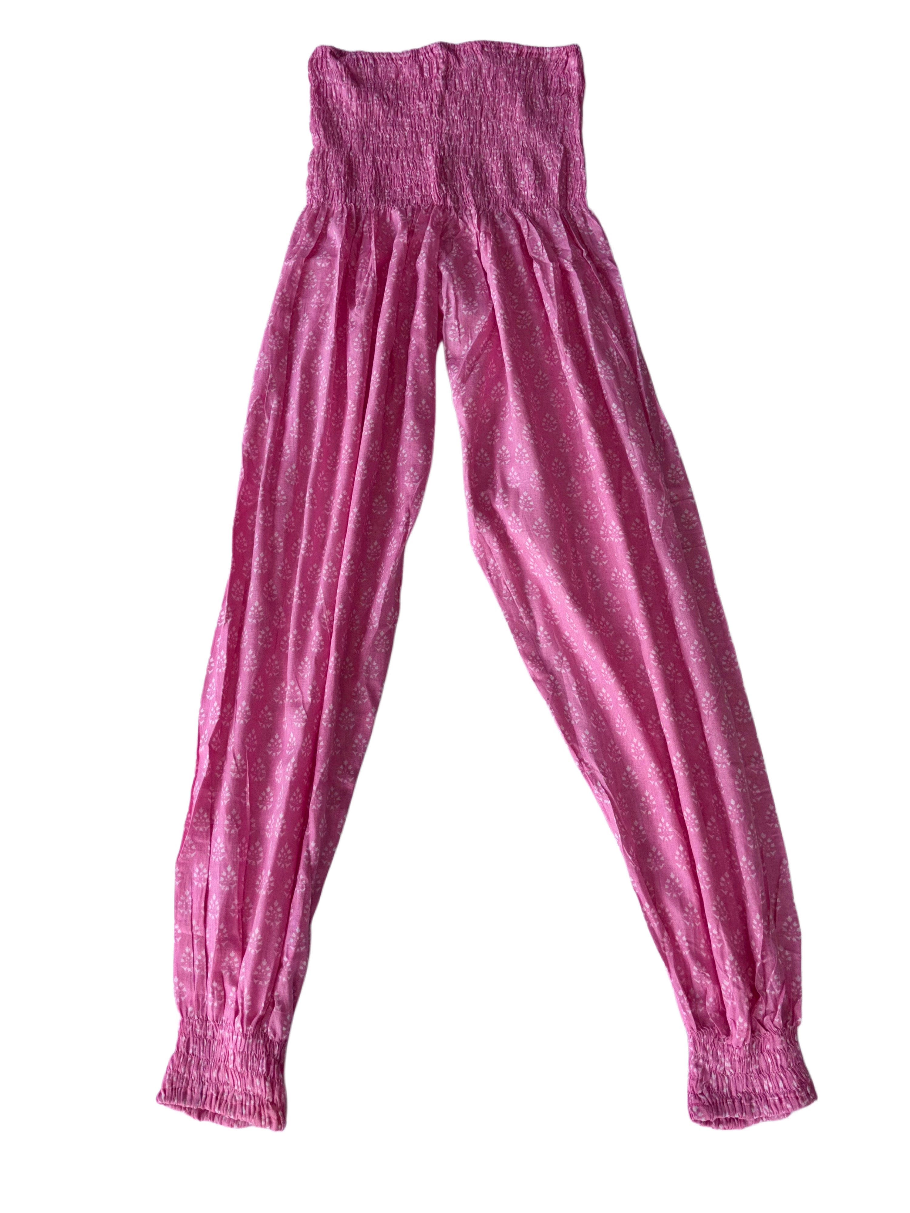 Ladies Cotton Balloon Pants | Pink White