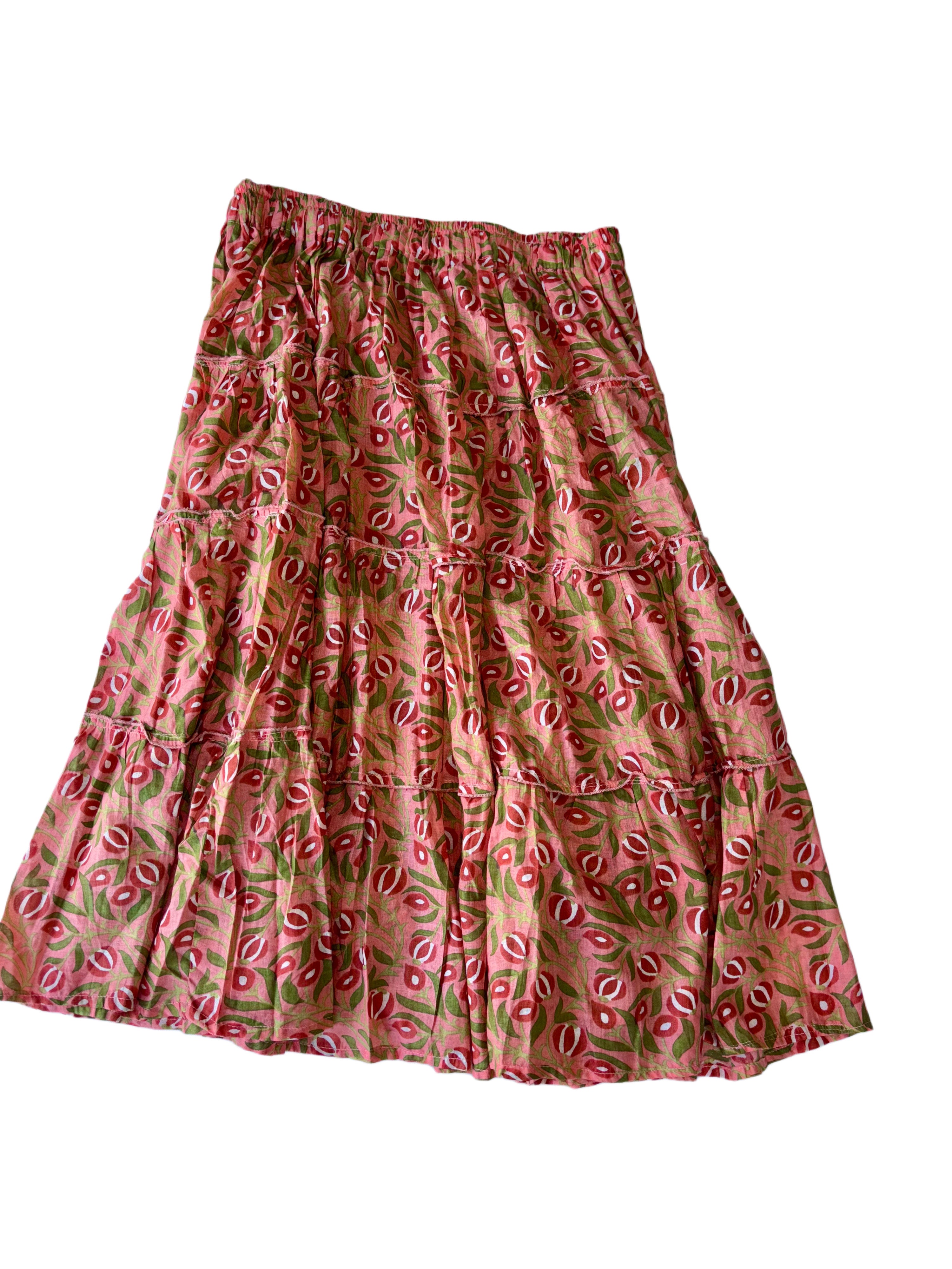 Short Layered Skirt | Peach Red Green
