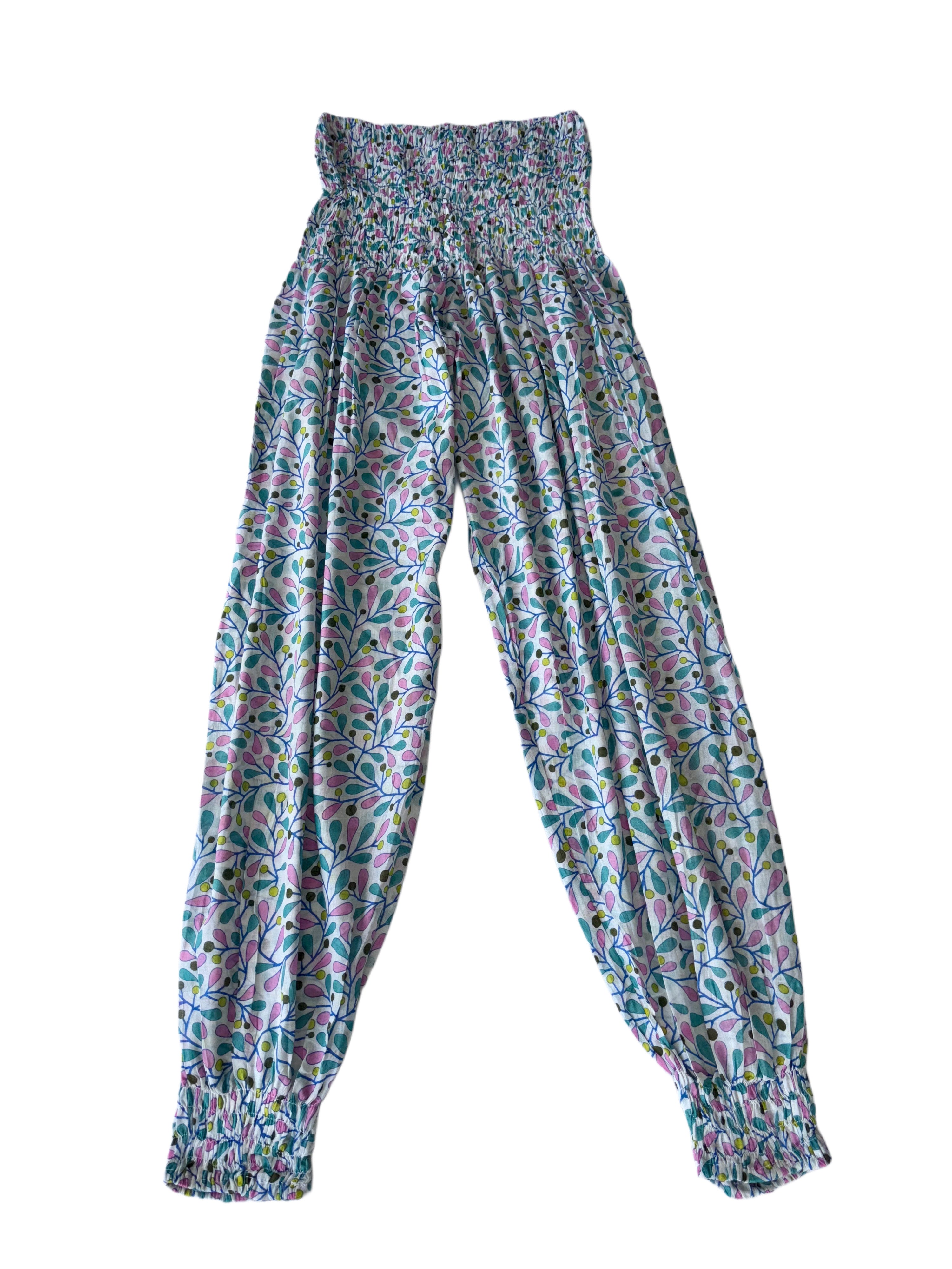 Ladies Cotton Balloon Pants | Green Pink Yellow White