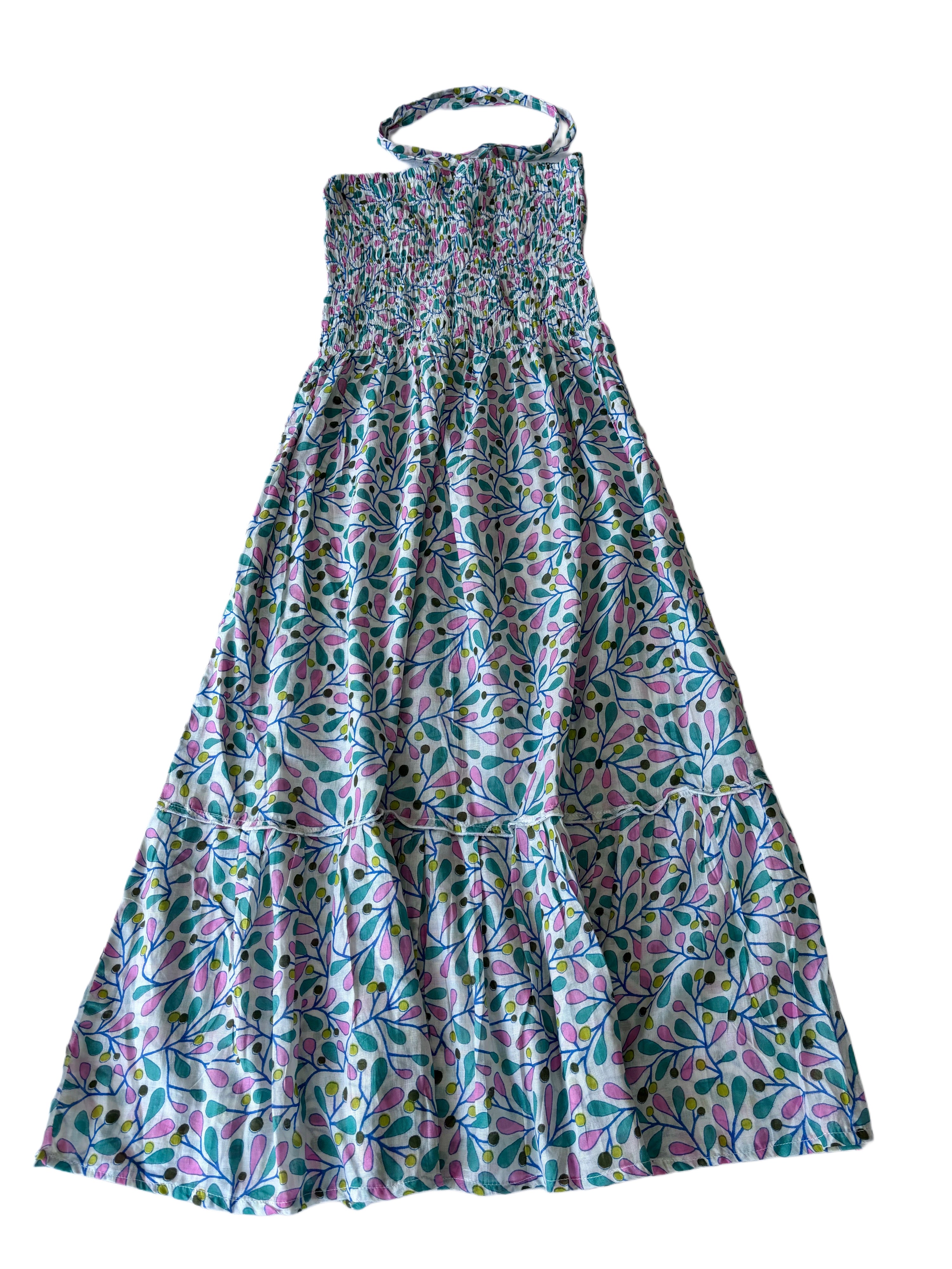 Boob Tube Sun Dress | White Green Pink Yellow