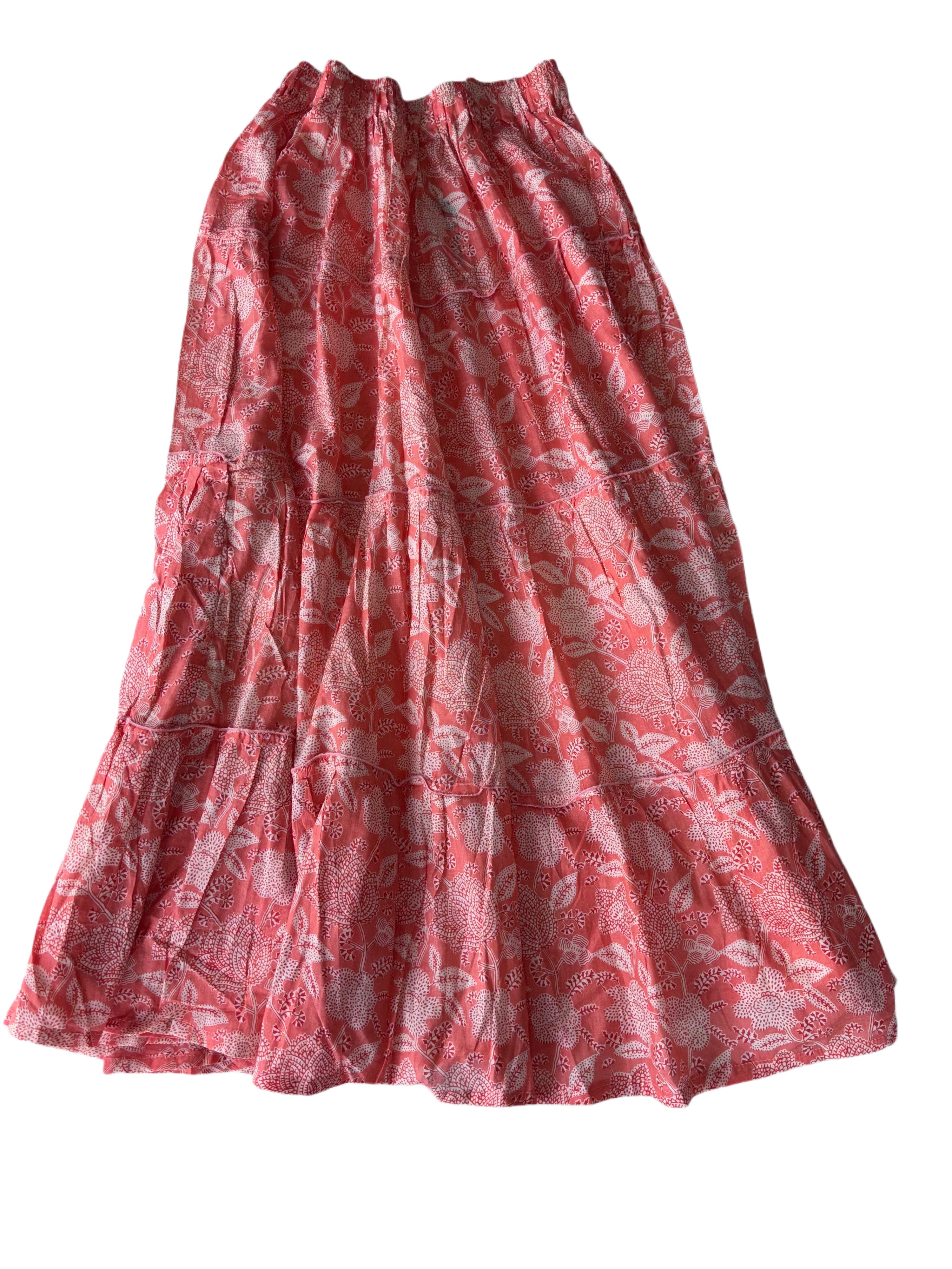 Long Layered Skirt | Orange/Peach White