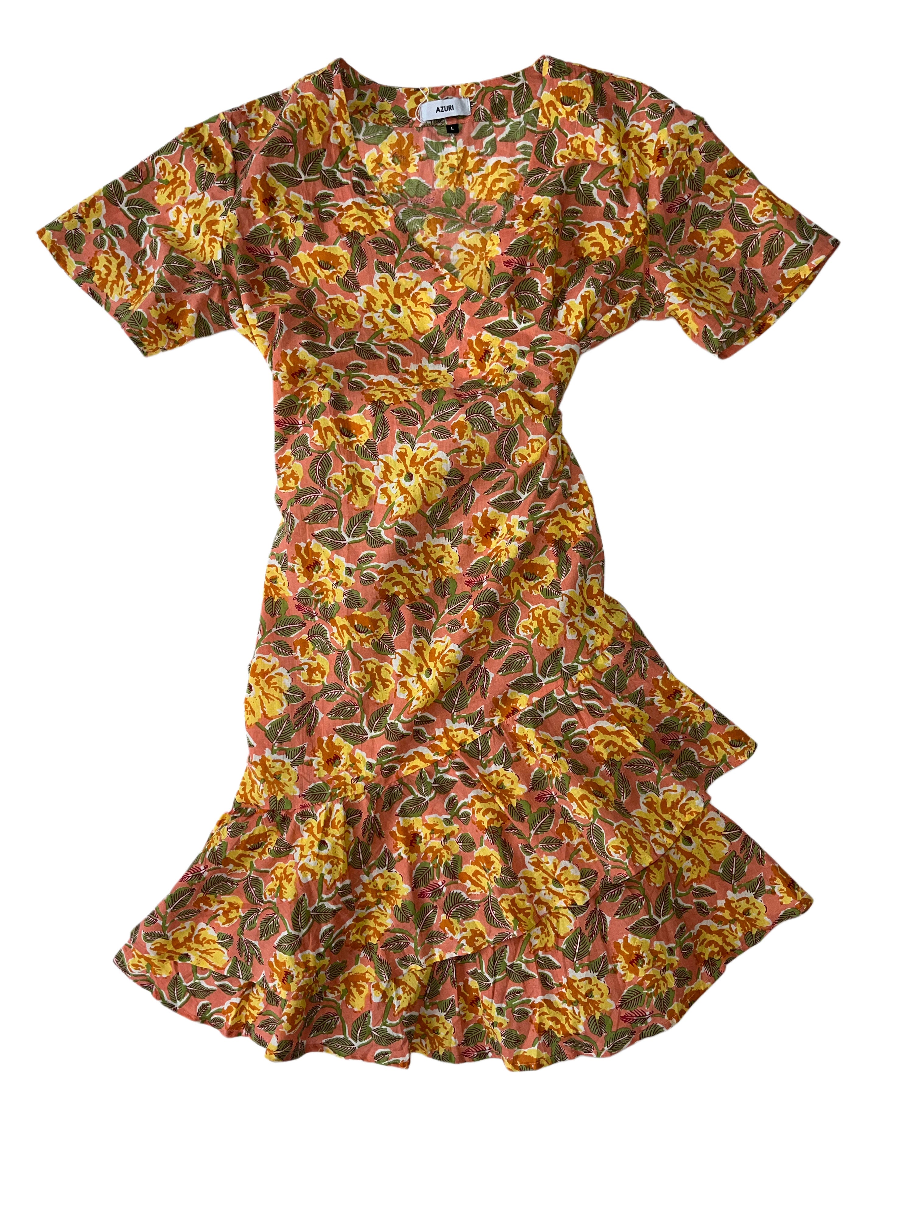 Sardenia Wrap Dress | Peach Yellow