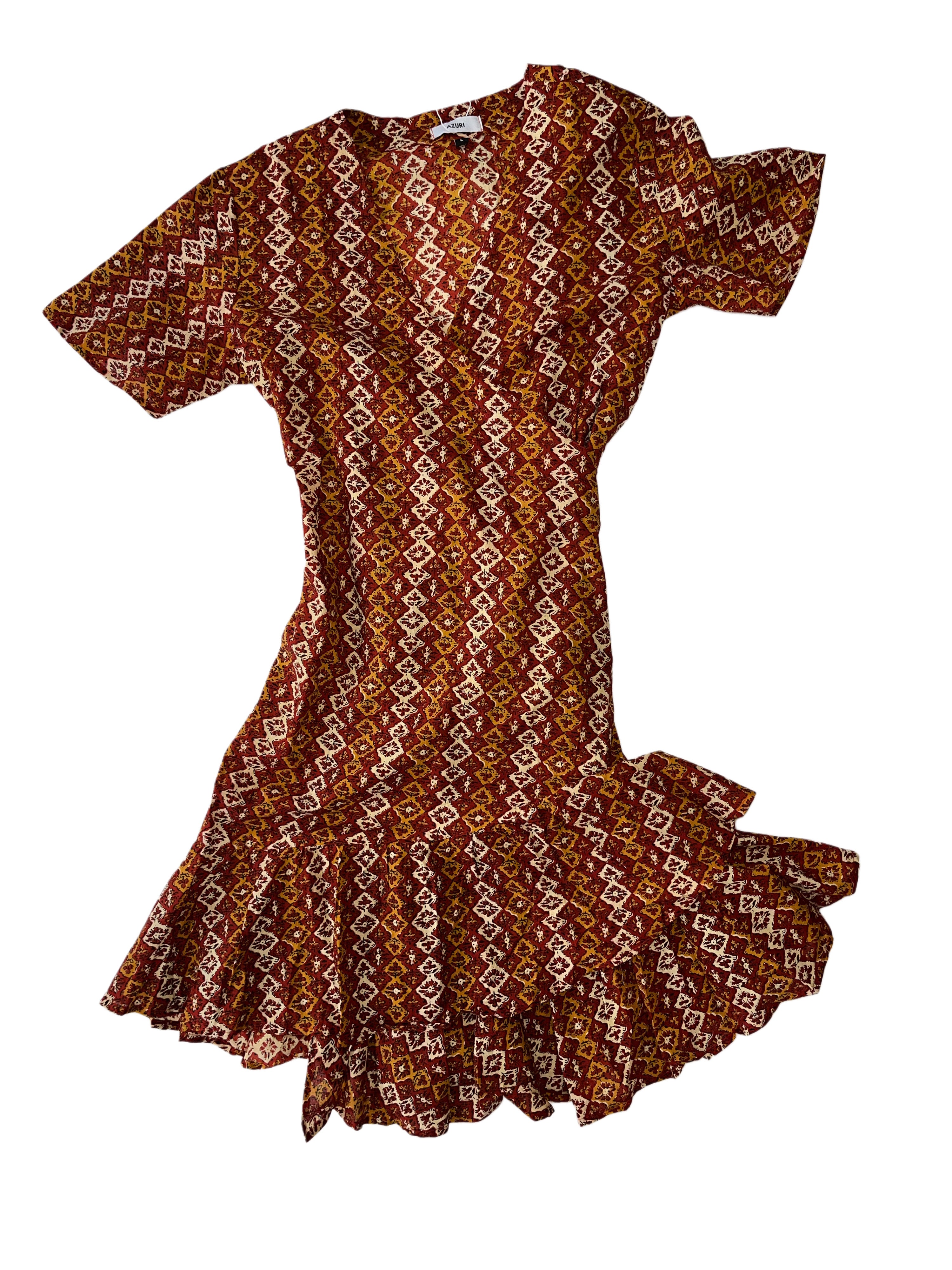Sardenia Wrap Dress | Maroon Mustard White