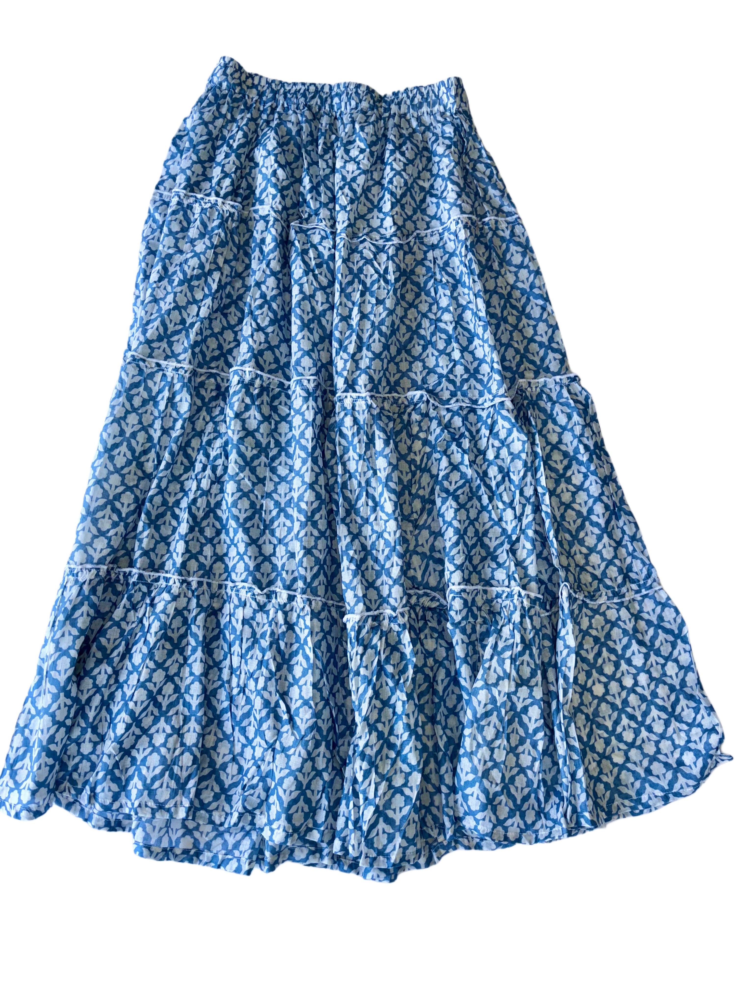Long Layered Skirt | Blue White