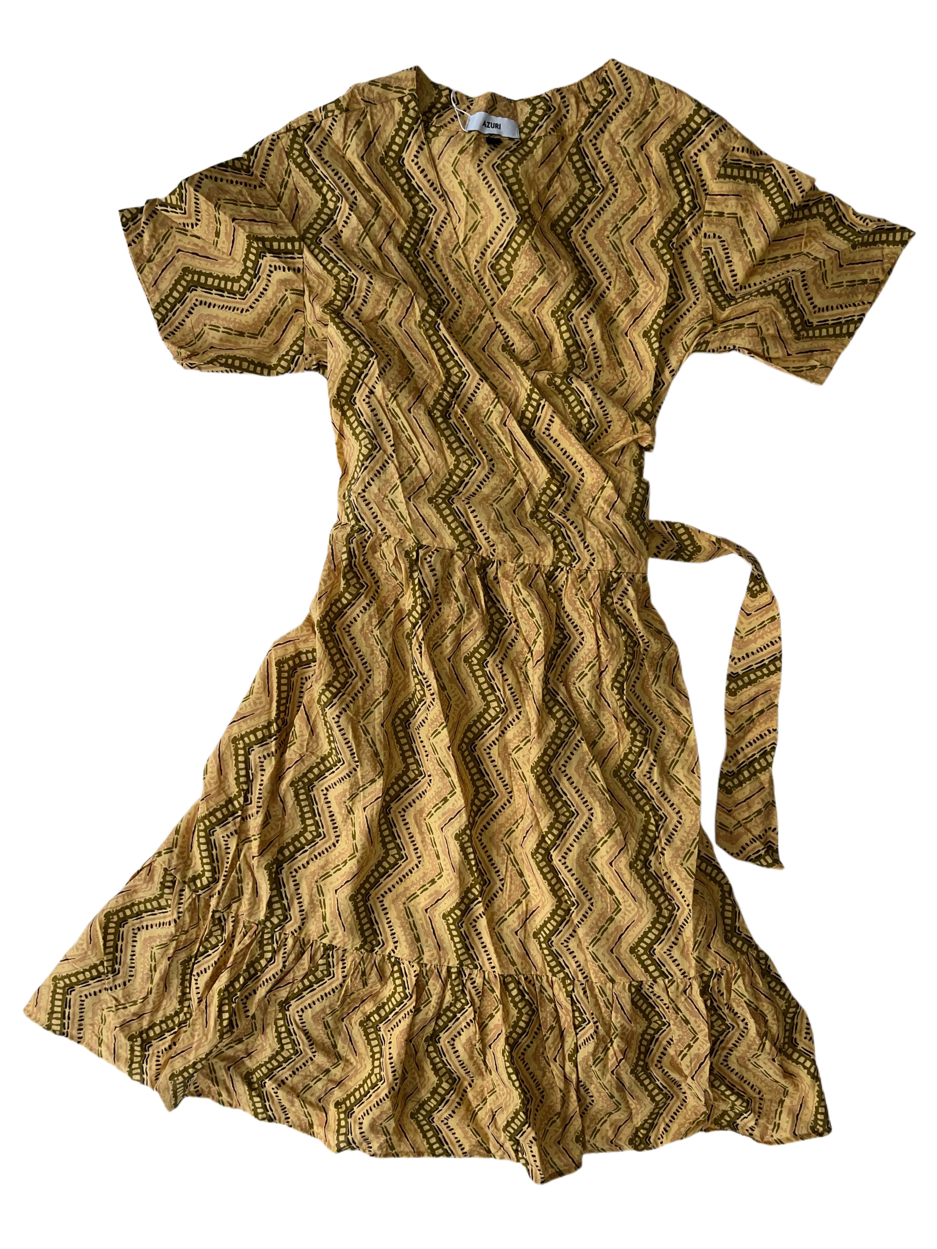 Lomu Wrap Dress | Beige Brown