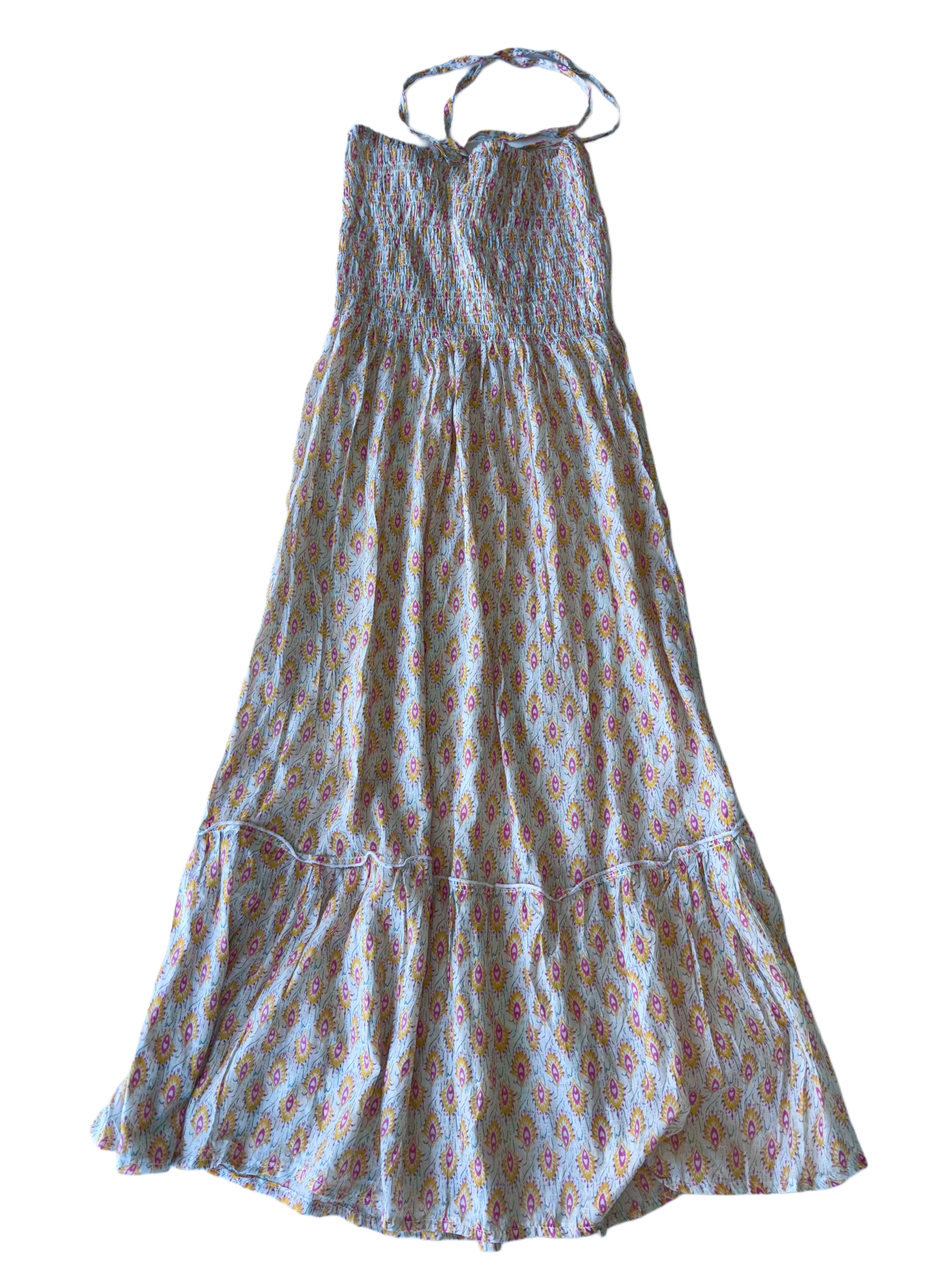 Boob Tube Sun Dress | White Pink Yellow