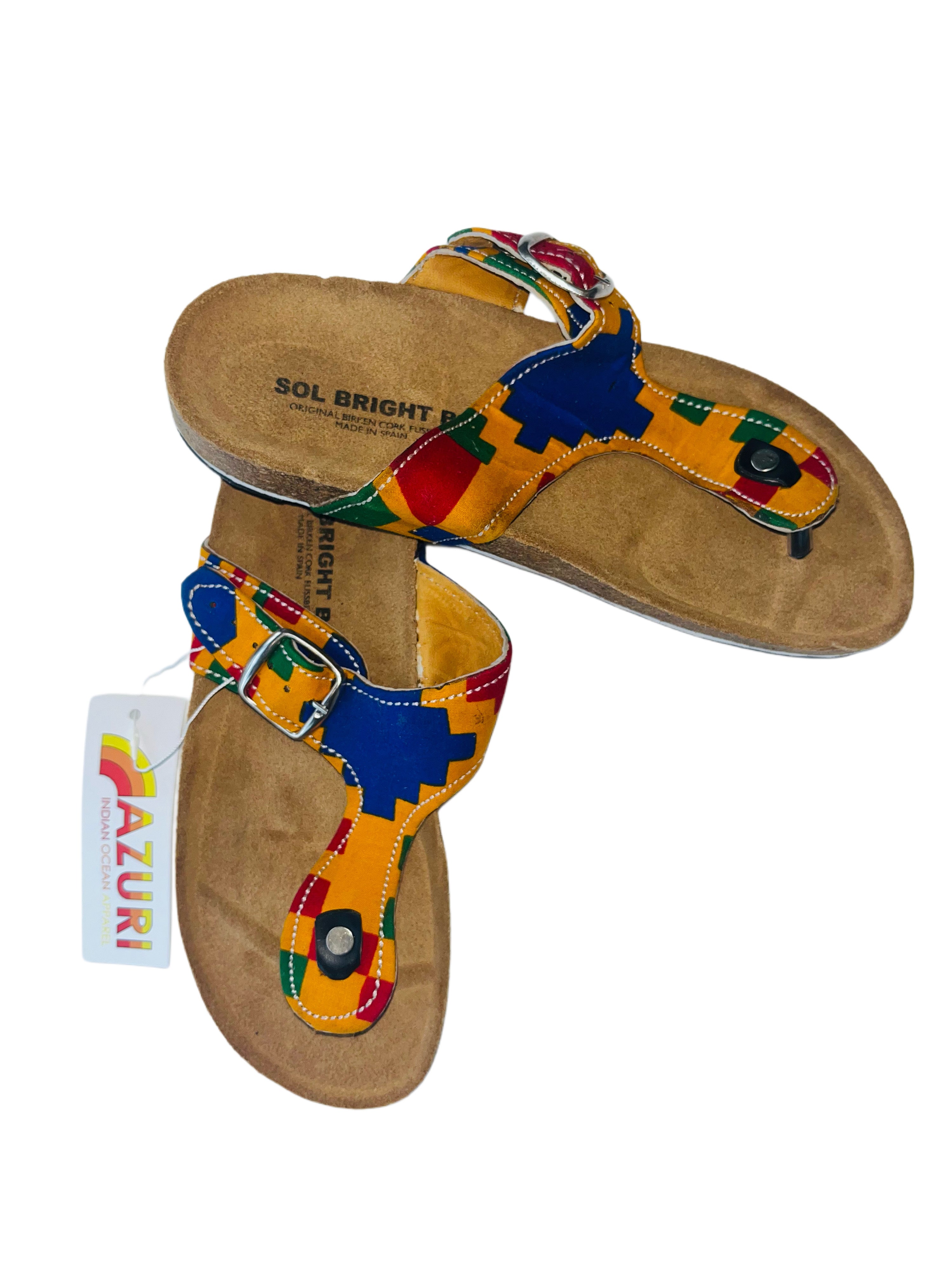 Sol Bright Sandal | Bright Yellow Blue Green Red Fabric