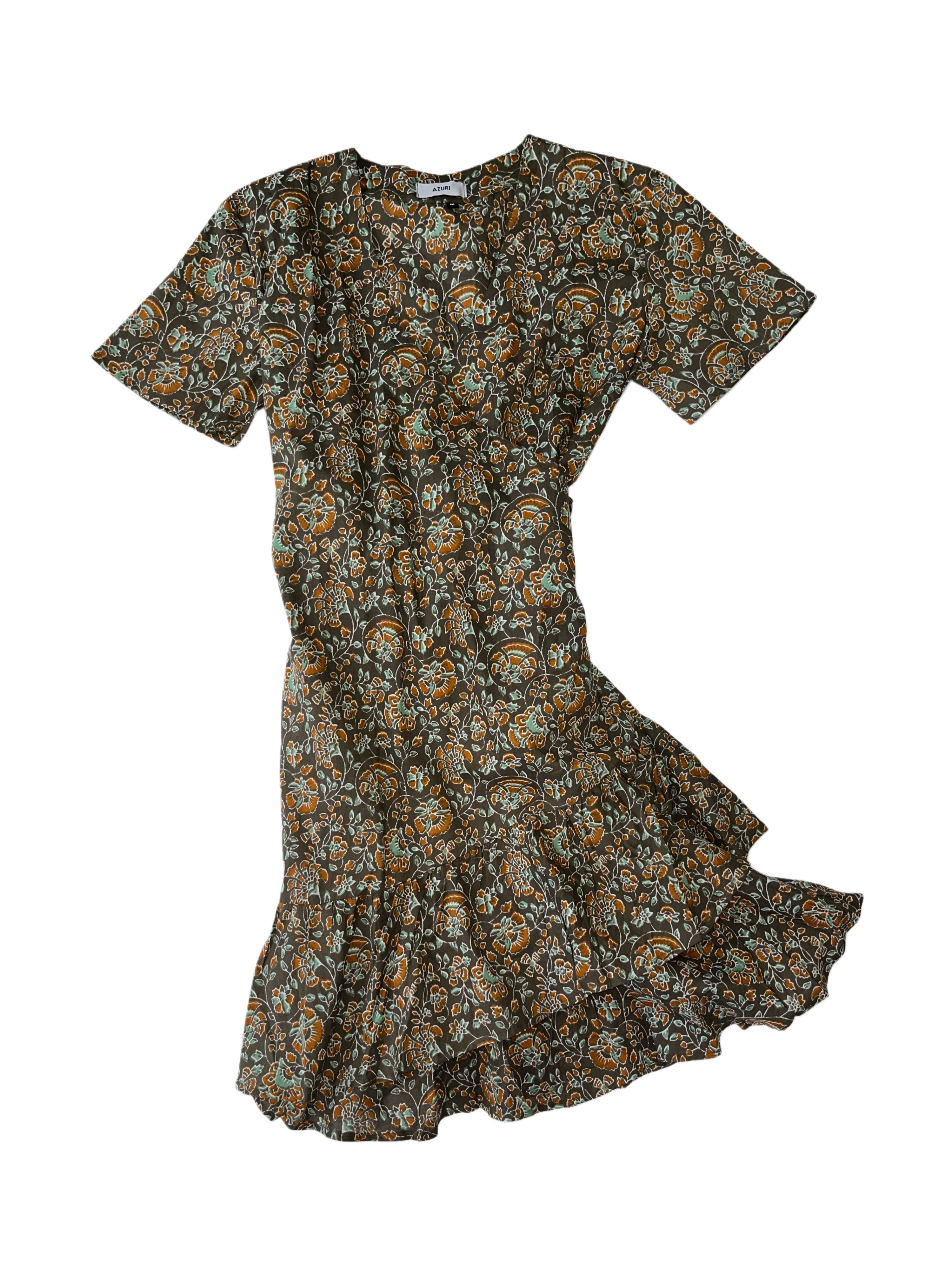 Sardenia Wrap Dress | Brown Mustard
