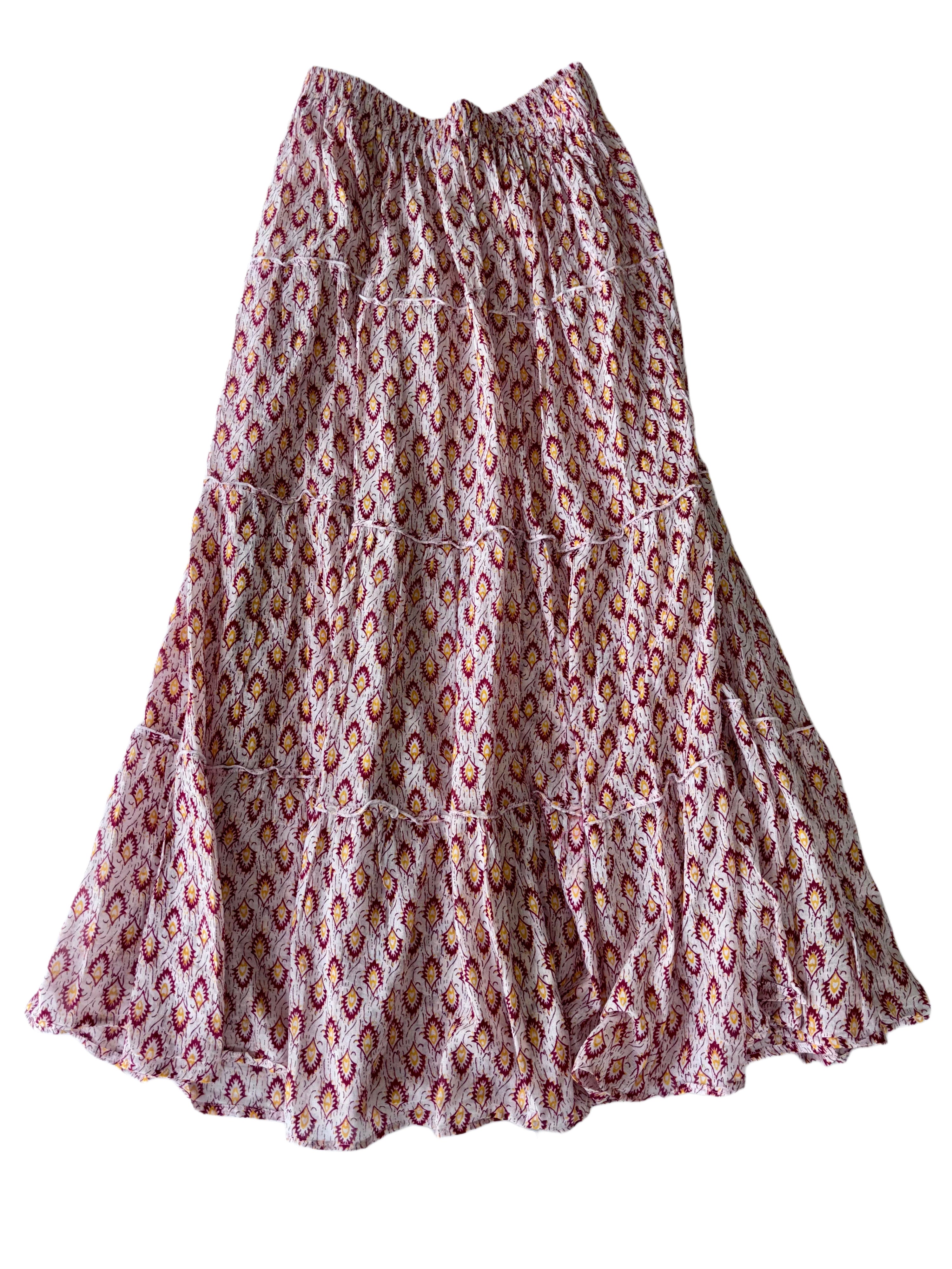 Long Layered Skirt | White Red