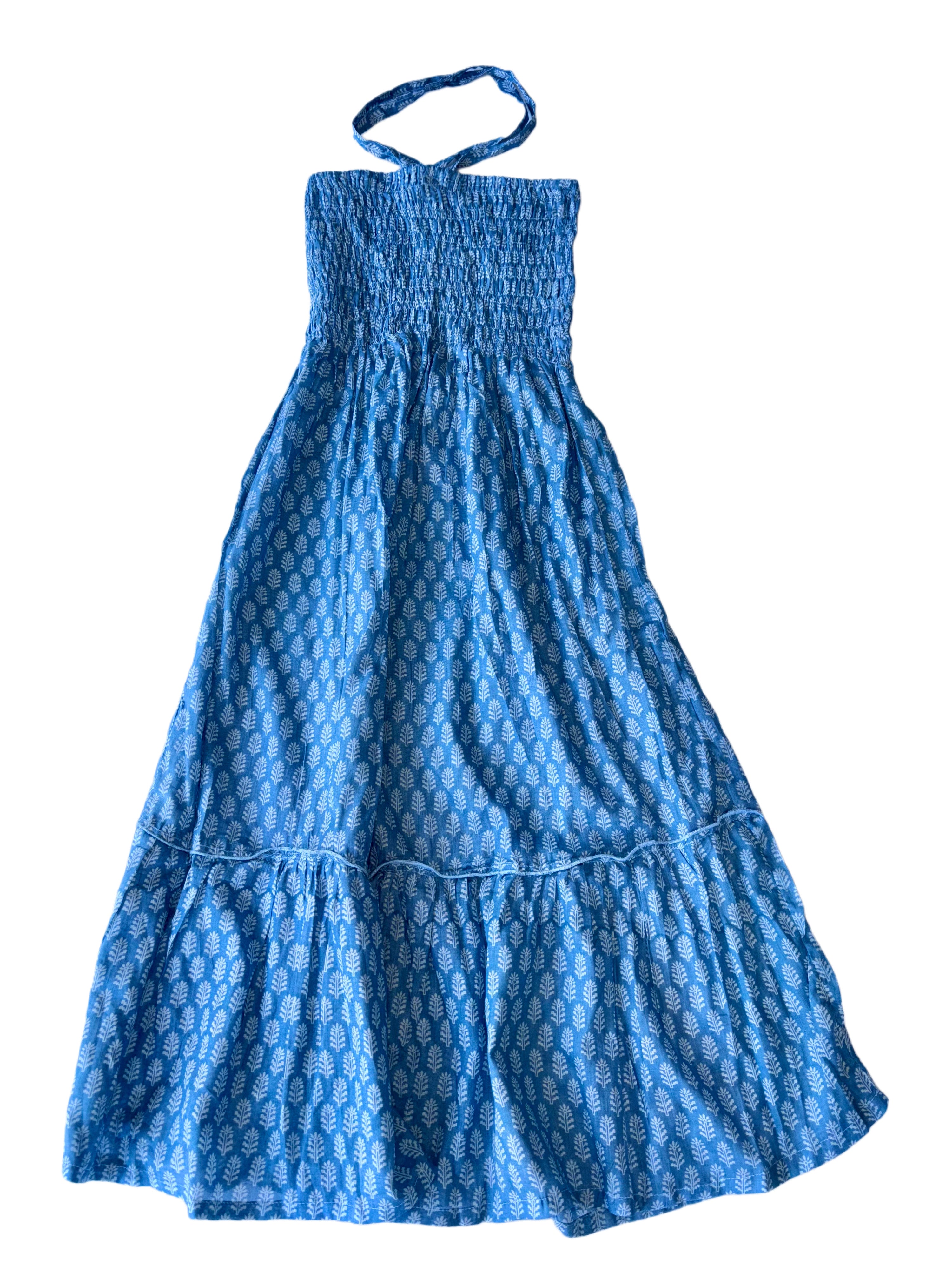 Boob Tube Sun Dress | White Blue