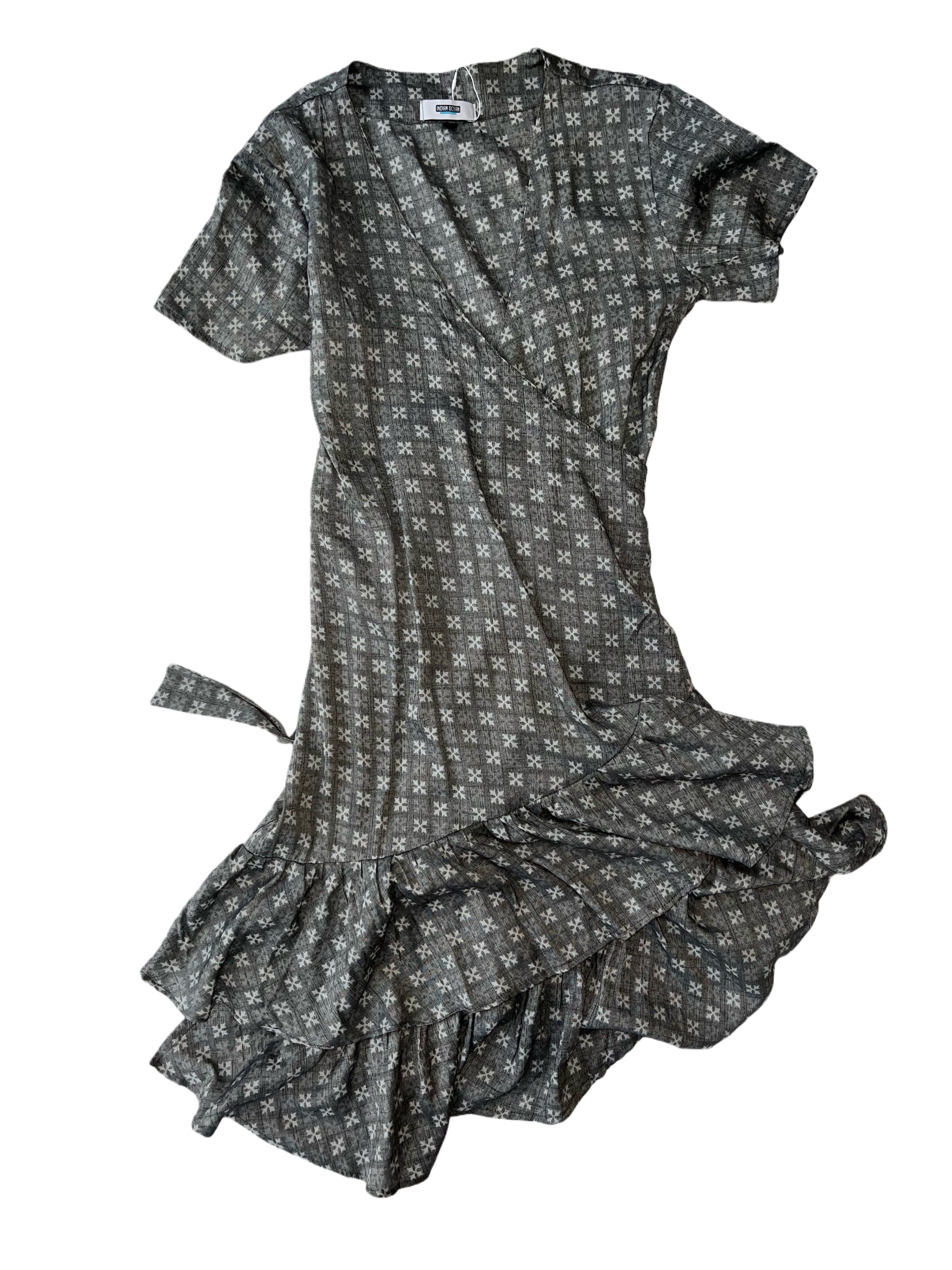 Sardenia Wrap Dress | Grey White
