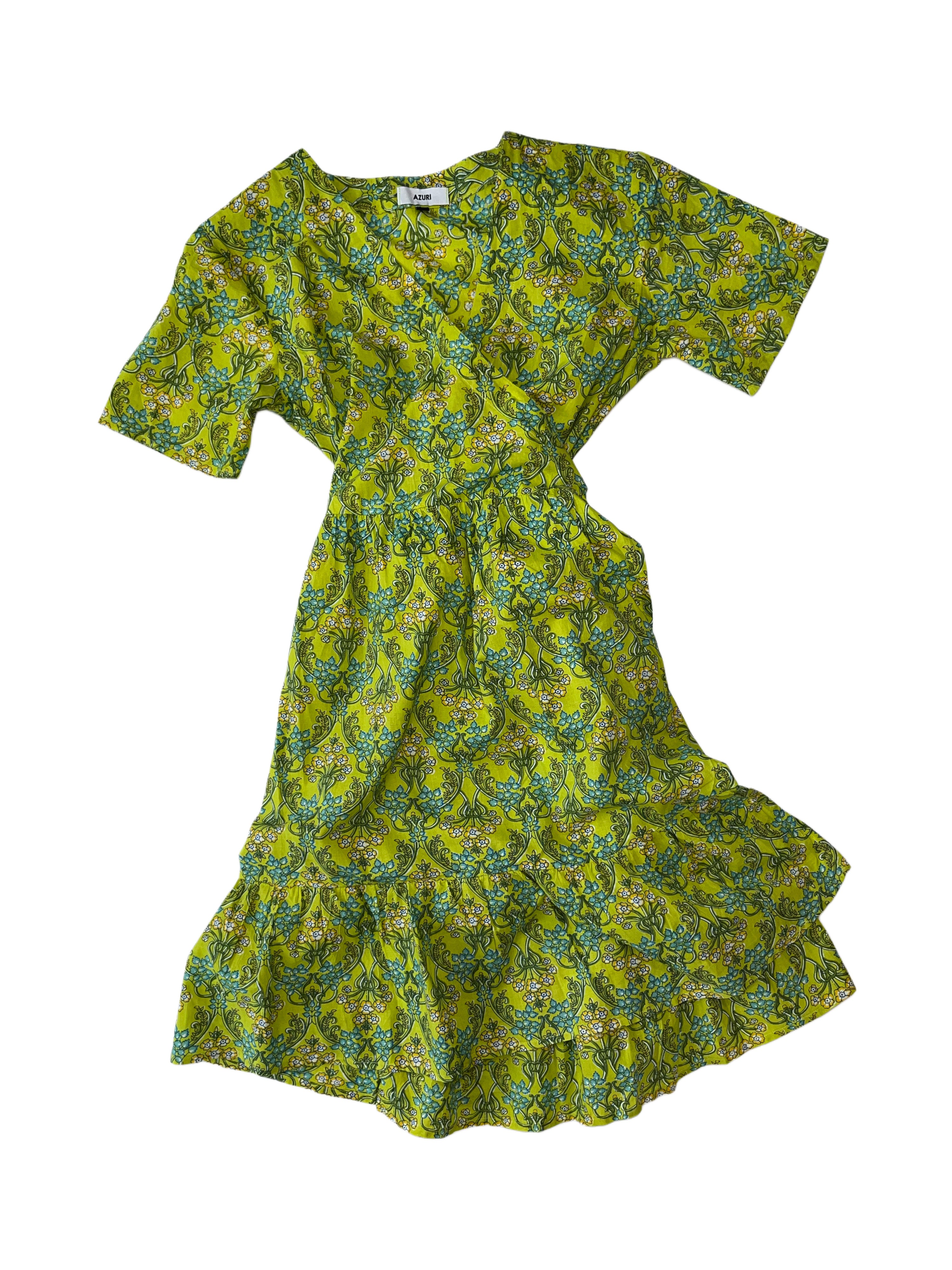 Lomu Wrap Dress | Lime Blue