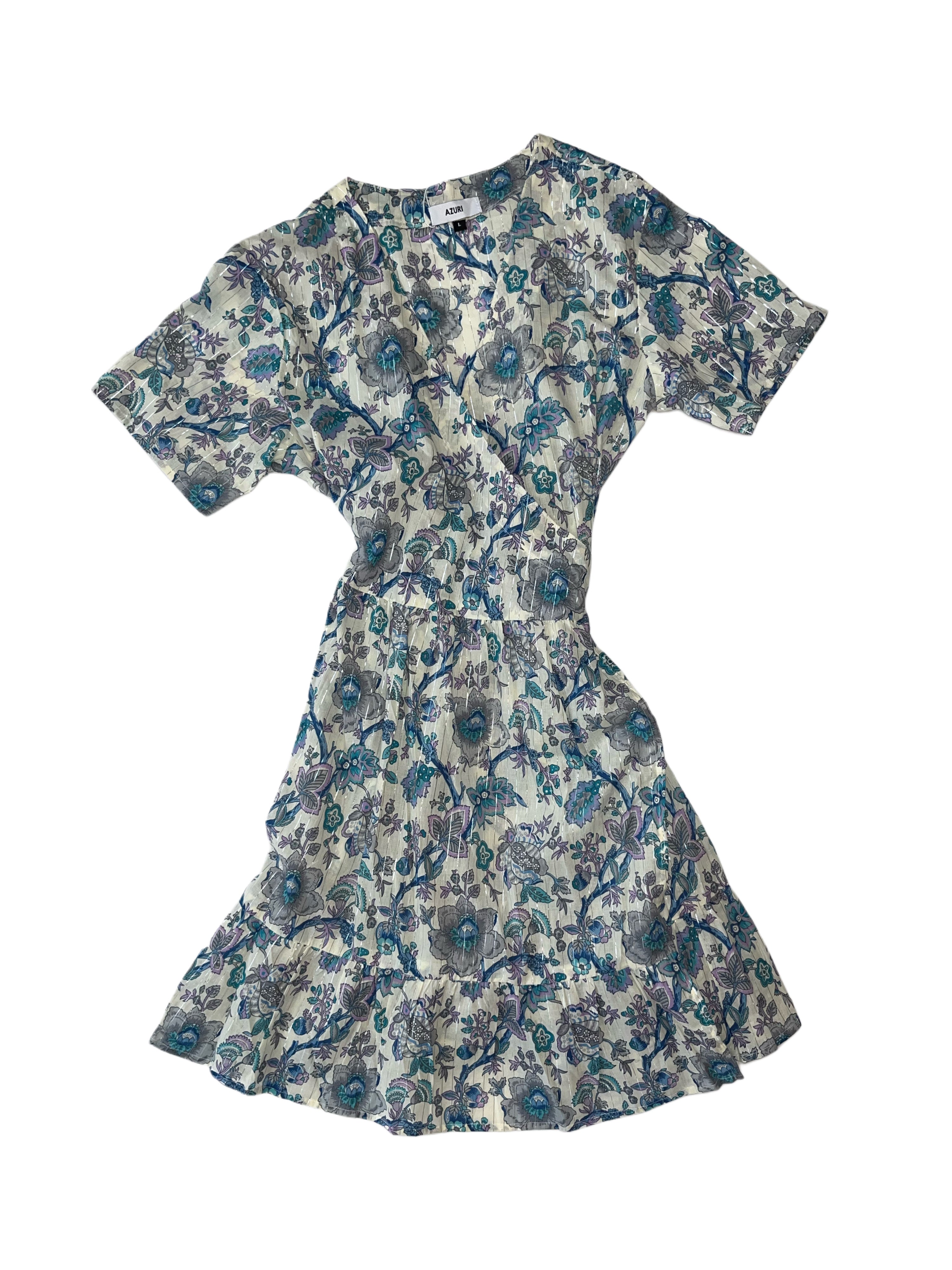 Lomu Wrap Dress | White Blue Lilac