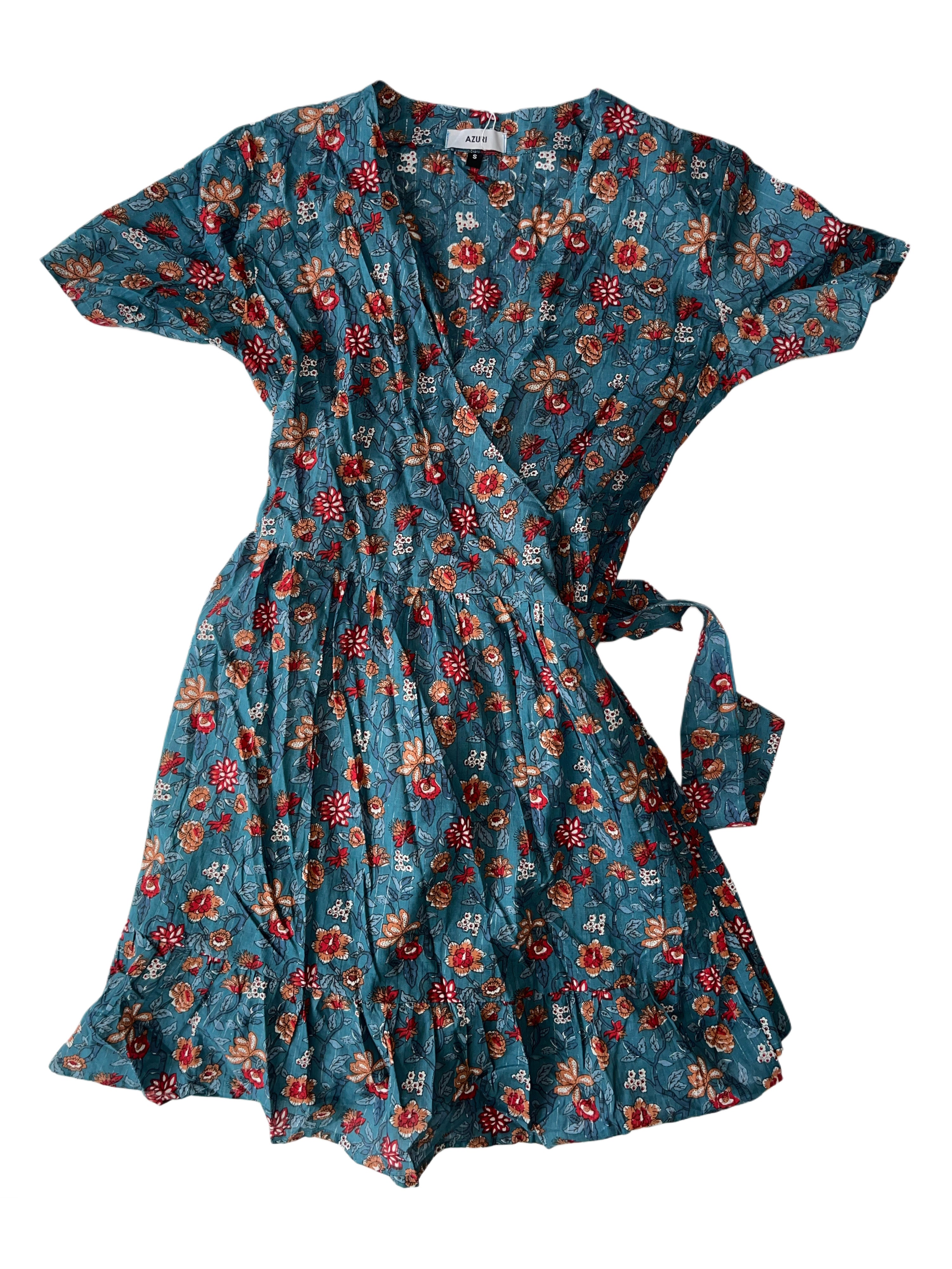 Lomu Wrap Dress | Blue Orange