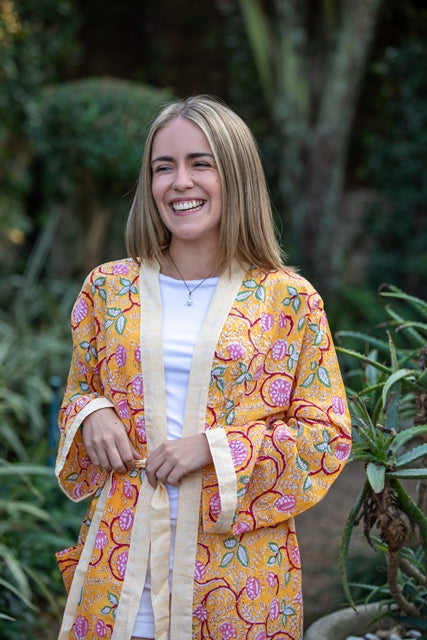 Cotton Kimono | Red with black and white